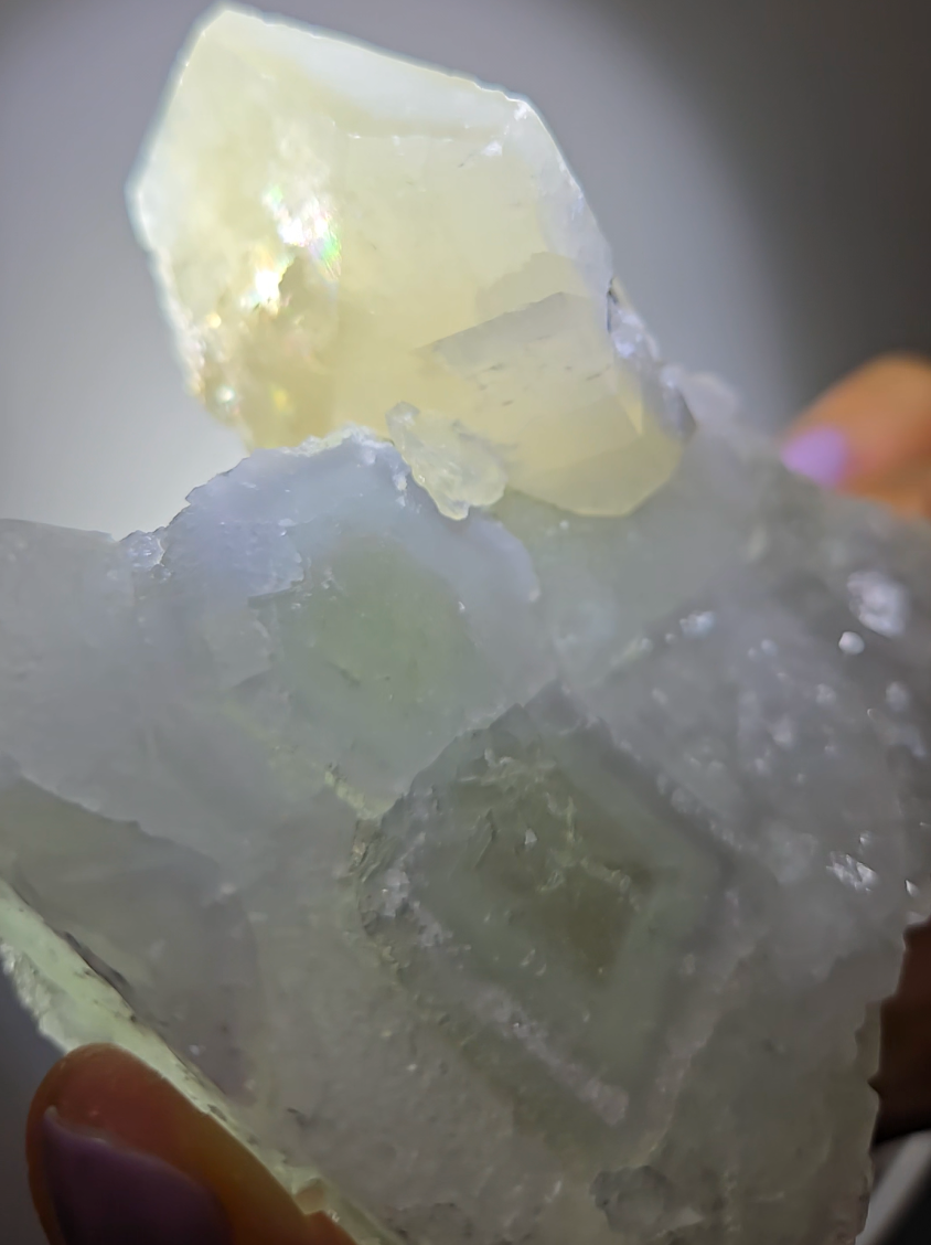 Fluorite with rainbow pagoda calcite - FL353