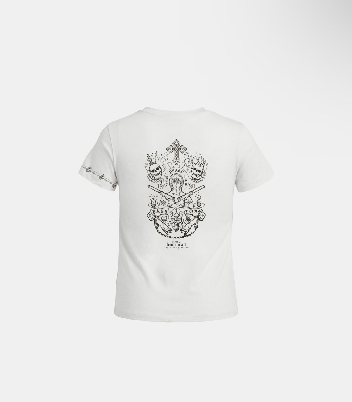 BADBLOOD新款[w-tee26-153] Peace Not War Print 1/2 T-Shirt - White