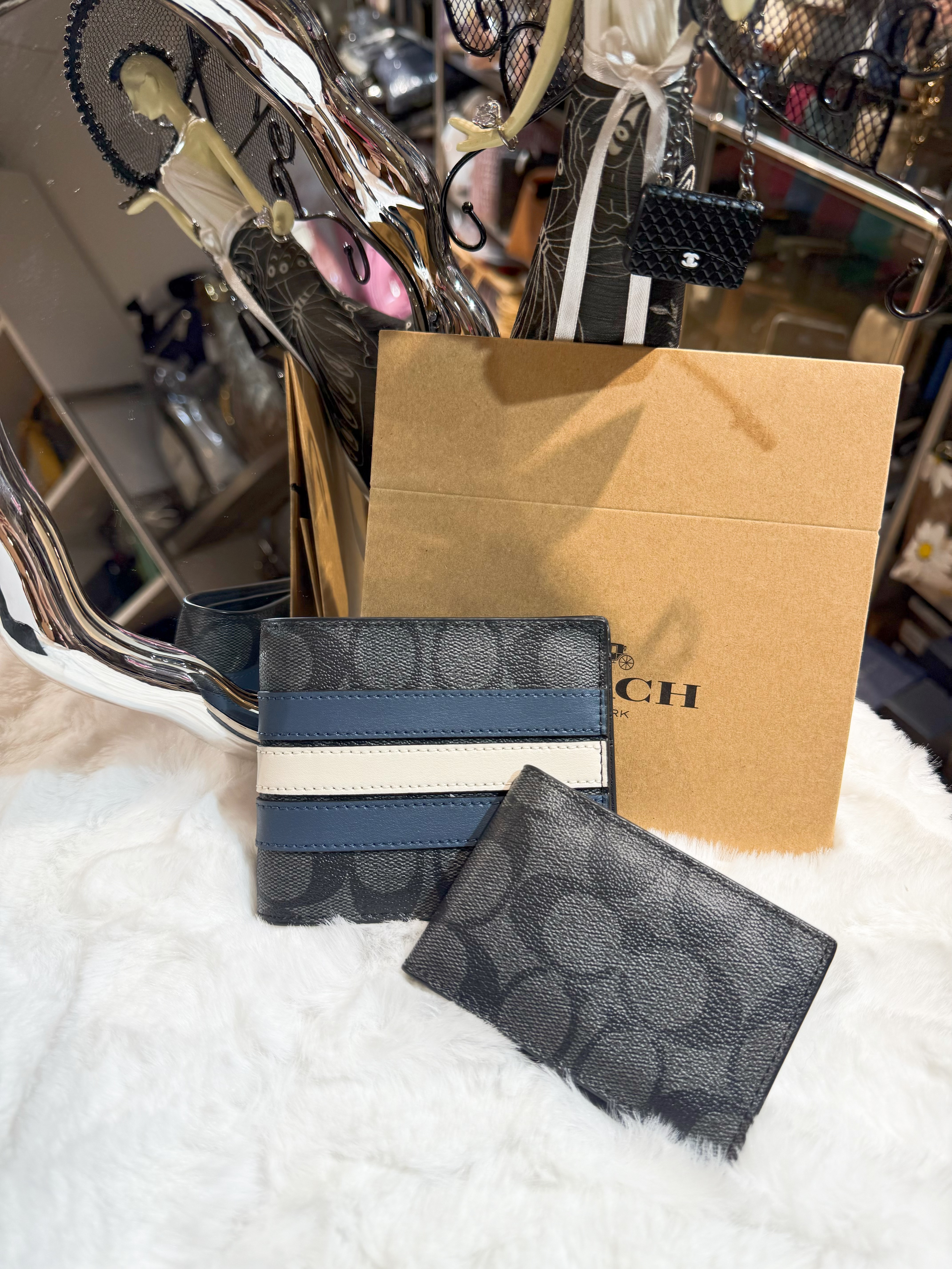 Coach bi fold wallet 1205/blk/m/blue