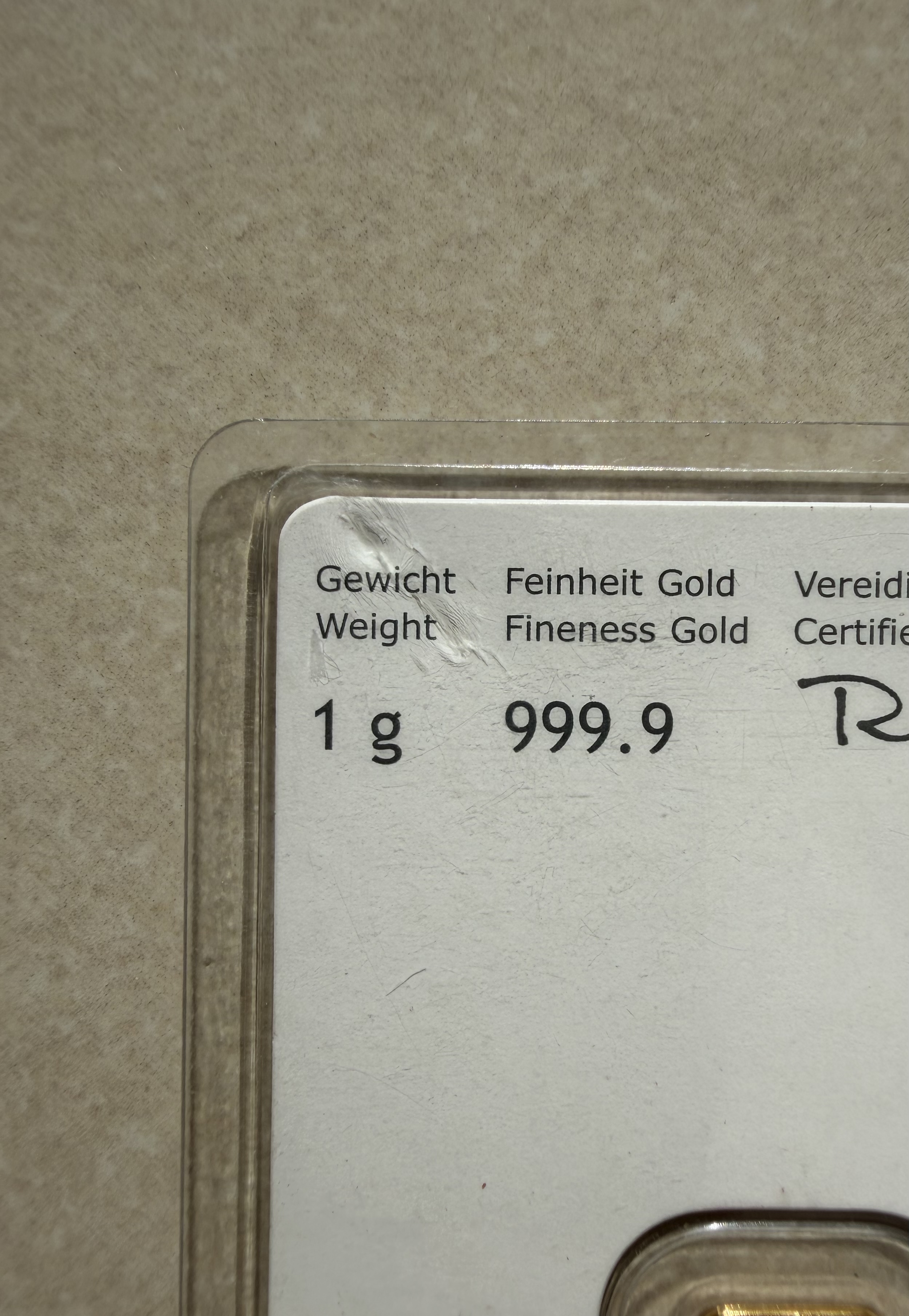 (SN312592) AUSTRIAN MINT Kinebar 1g 🇦🇹 MUNZE Gold Emas 999.9 镭射金