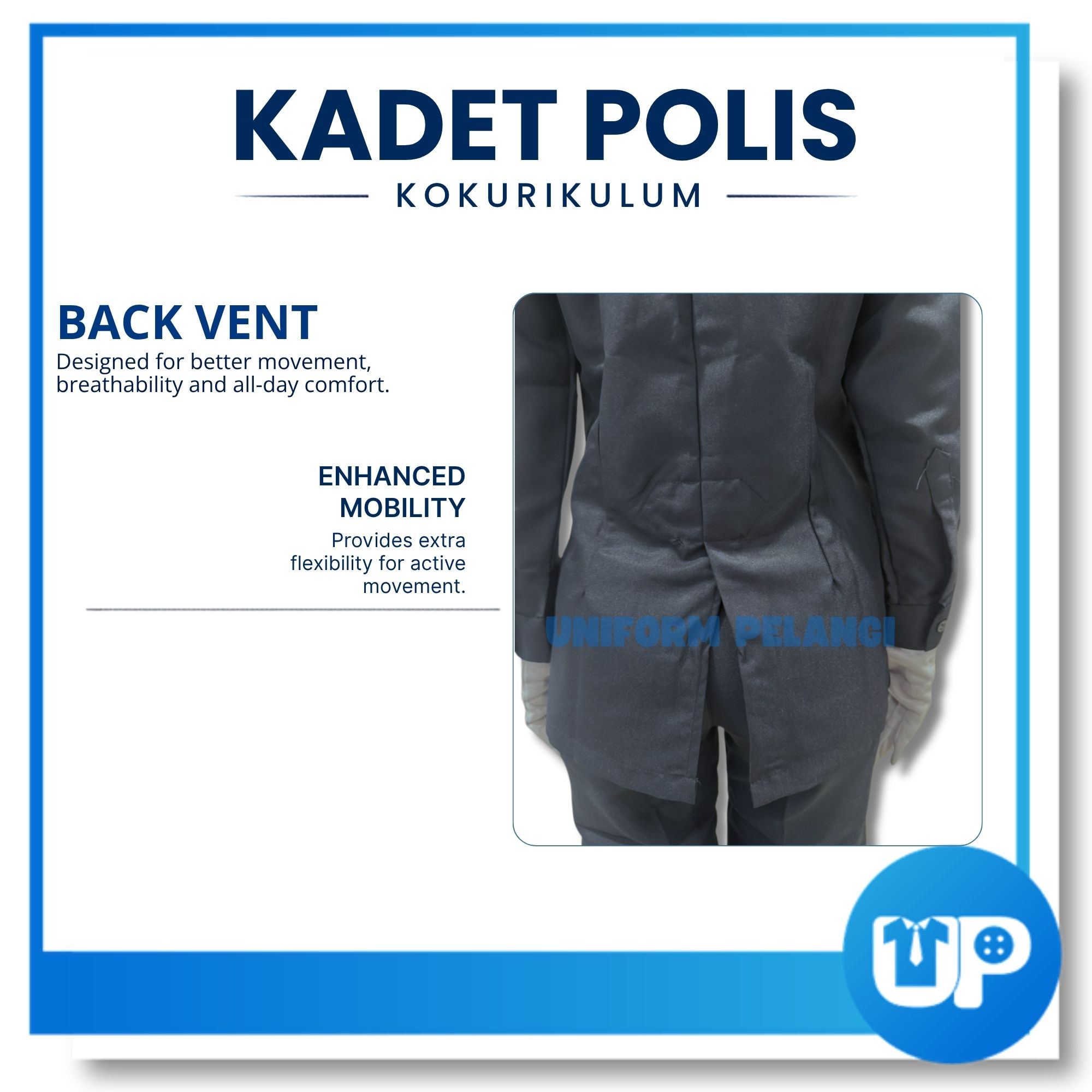 Kadet Polis Baju Kemeja Sekolah Persatuan Kokurikulum Sekolah (Lengan Panjang)