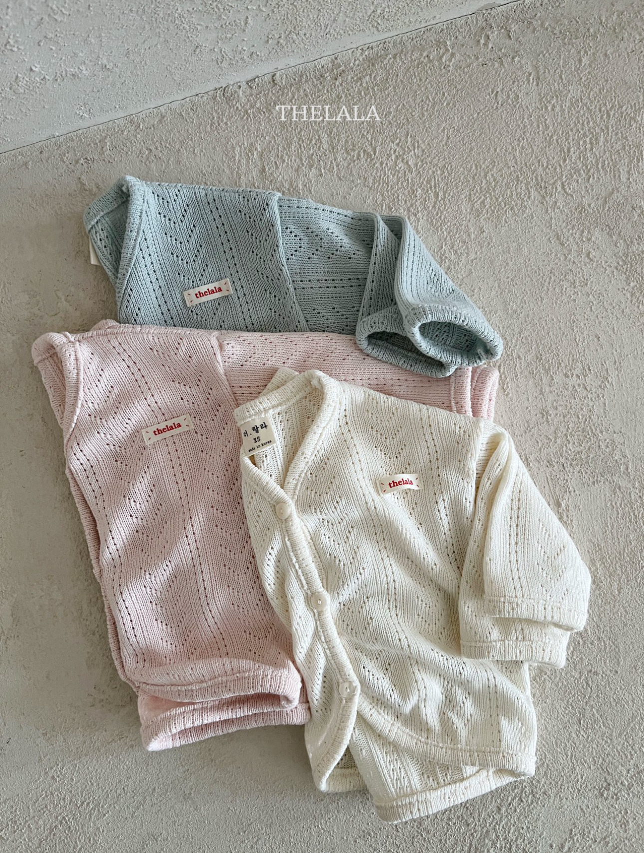 🌸預訂 韓國直送🌸🇰🇷THELALA三色輕薄標籤通花開襟外套