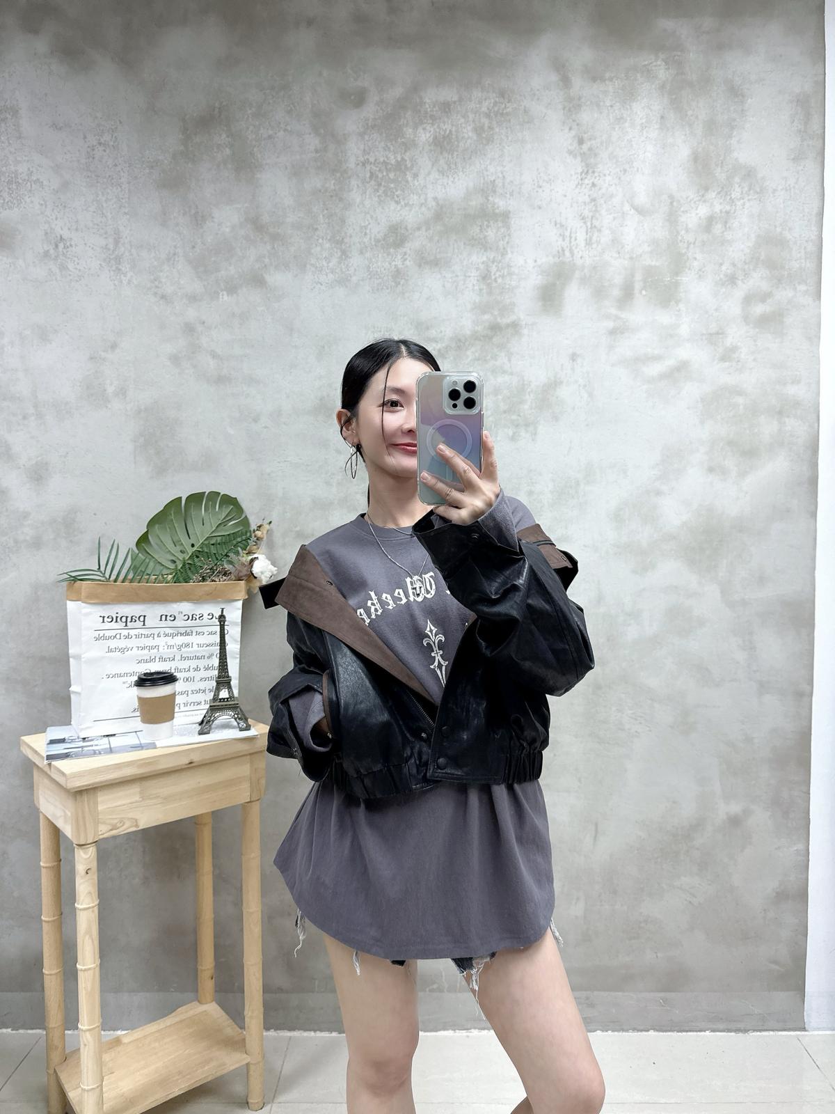 G03 洗水棉print 長Tee