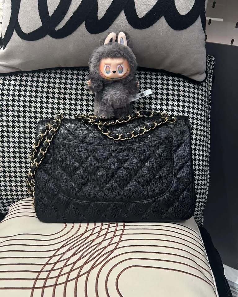 Chanel classic flap 30cm Jumbo A58600 黑色荔枝牛皮金扣 100%Authentic,95%new ✅16CARD✅dust bag✅盒
