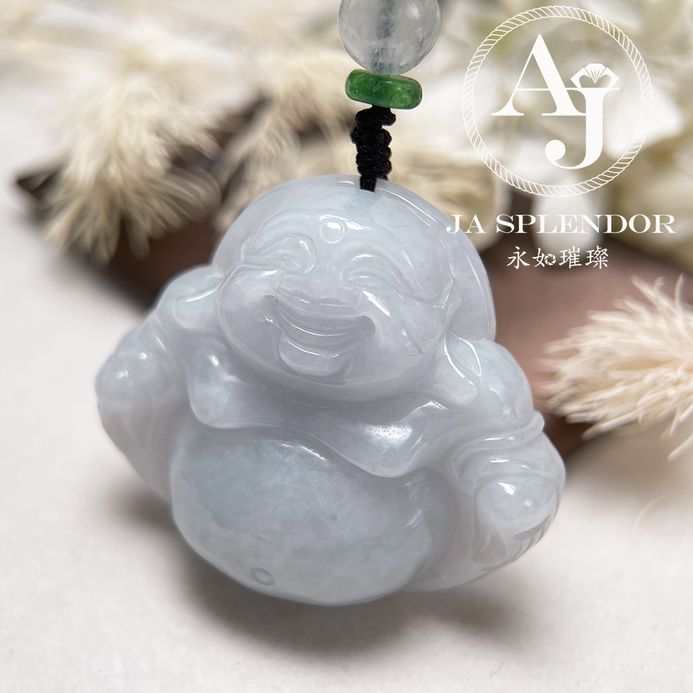 JN-40 天然翡翠A玉 糯冰種厚莊笑口常開大肚佛公
