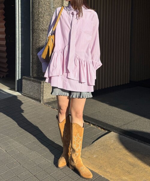 多層束腰襯衫裙【JT041】