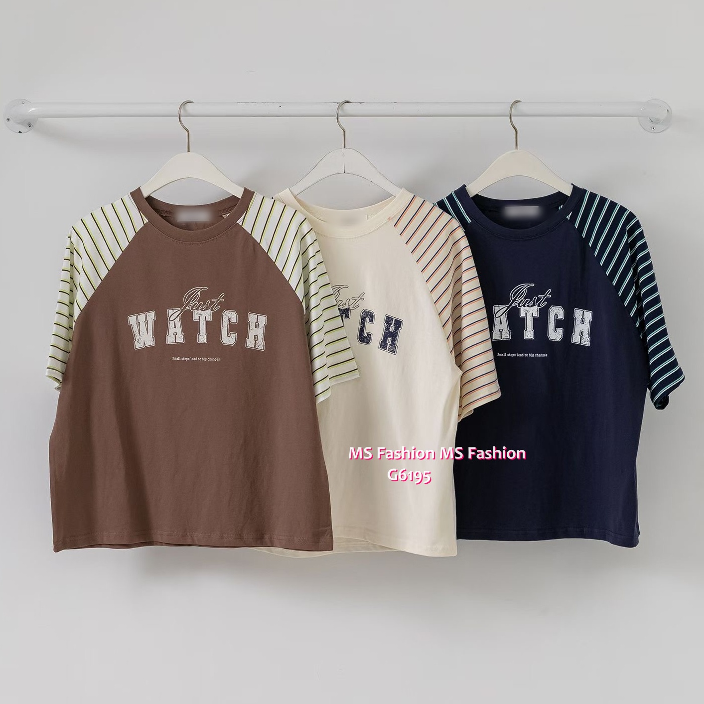 G6195 韓國🇰🇷條子袖字母top