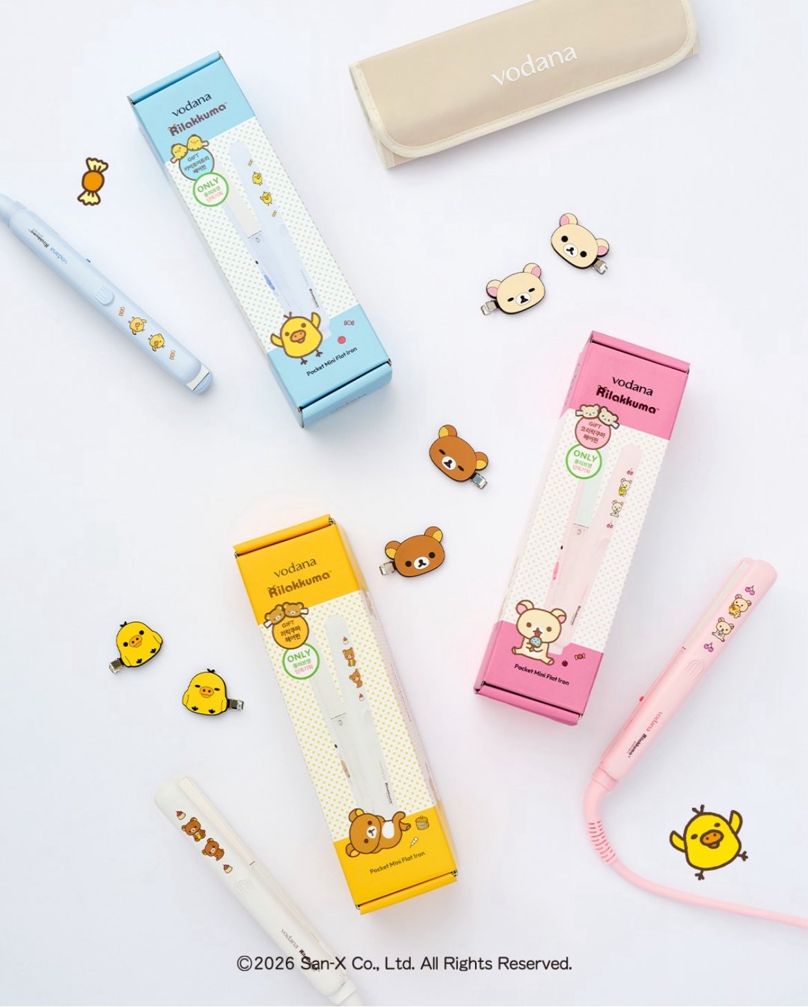 《預訂貨品》全新韓國限定 vodana  x  Rilakkuma 直髮夾。附送對裝髮夾及隔熱收納袋