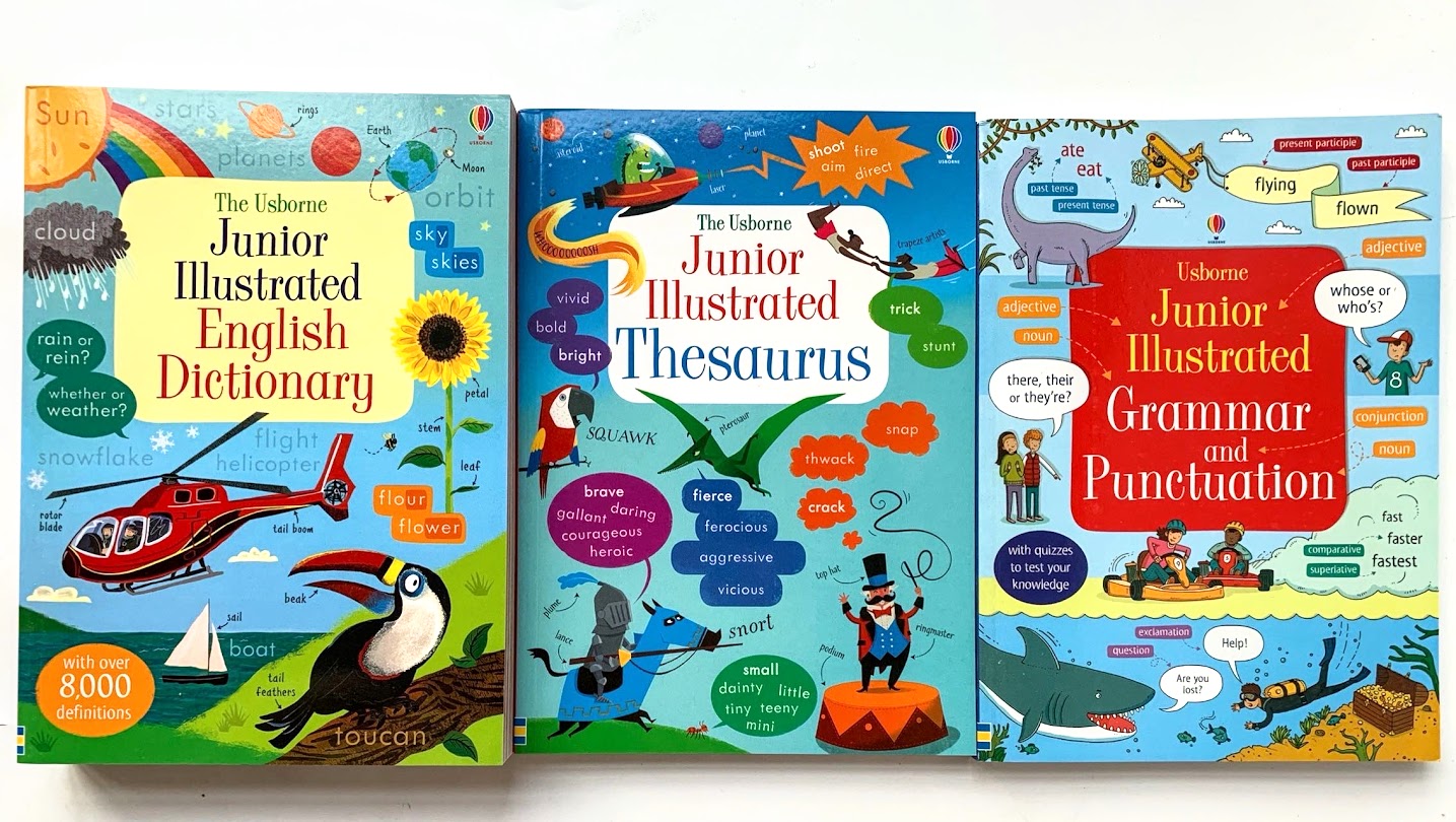 Usborne English for writers Collection 3 books | Junior Illustrated Grammar Punctuation| Junior Illustrated English Dictionary | Junior Illustrated Thesaurus | 全彩插圖英文詞典字典 1套3本  |U02 