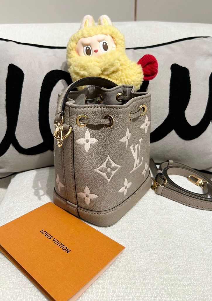 Lv Nano noe M46291 Bicolor Monogram Empreinte Leather 100%Authentic,98%New ✅專門店收據✅塵袋✅Box