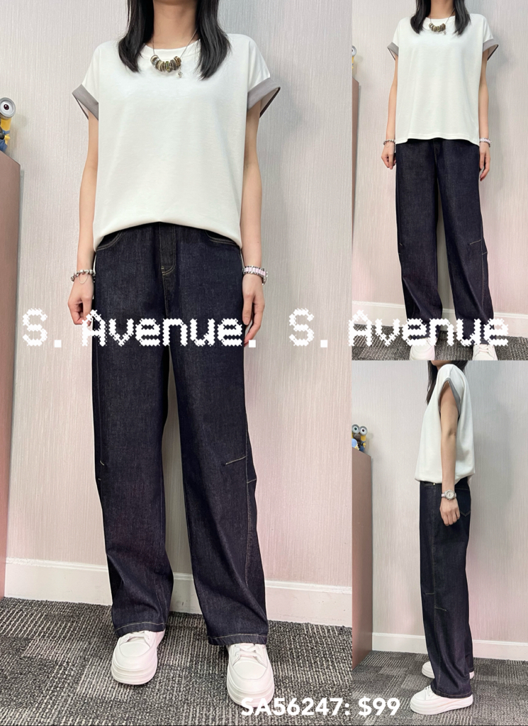 SA56247: 撞色袖淨色tee