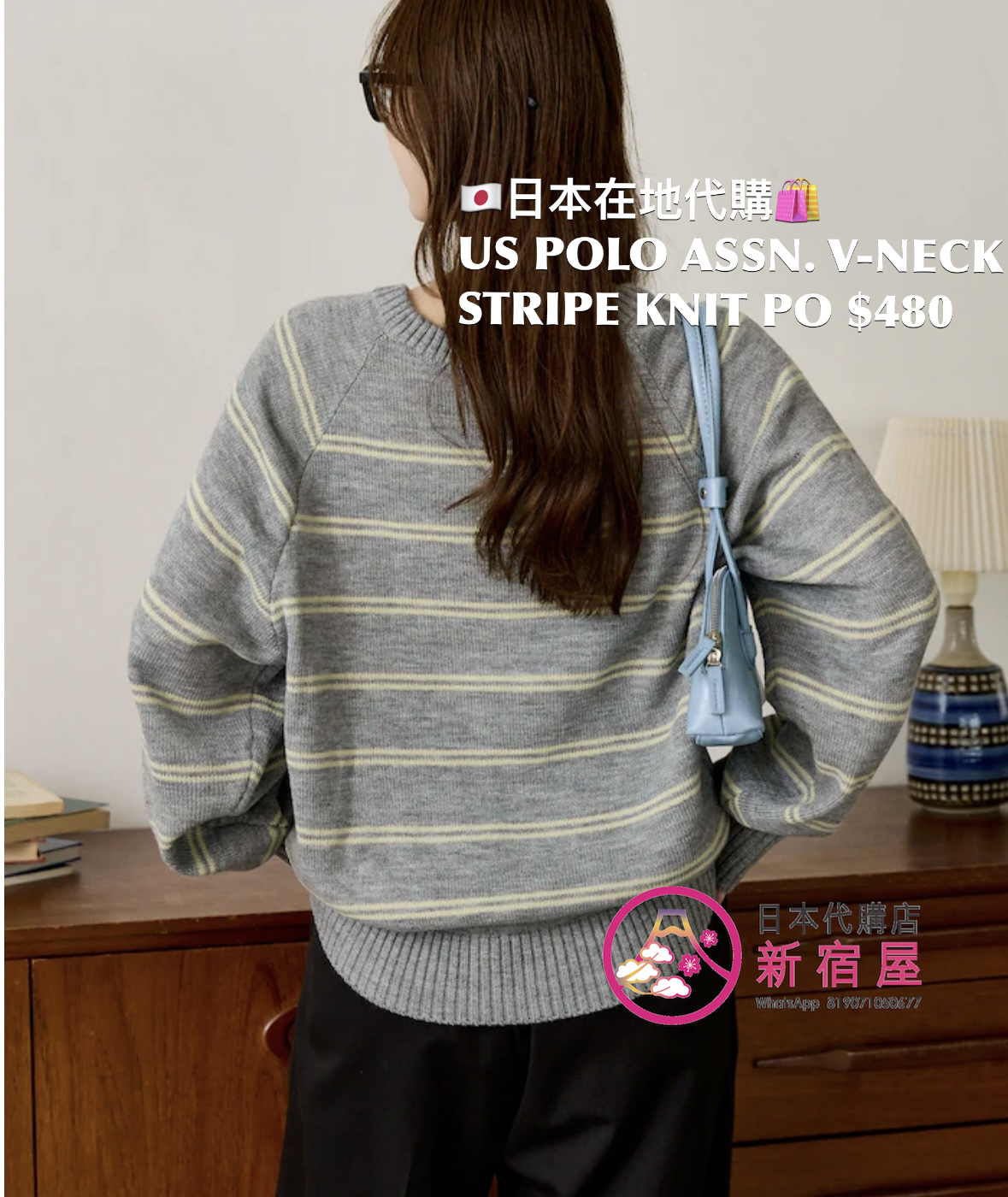 US POLO ASSN. 限定 V-NECK STRIPE KNIT PULLOVER 