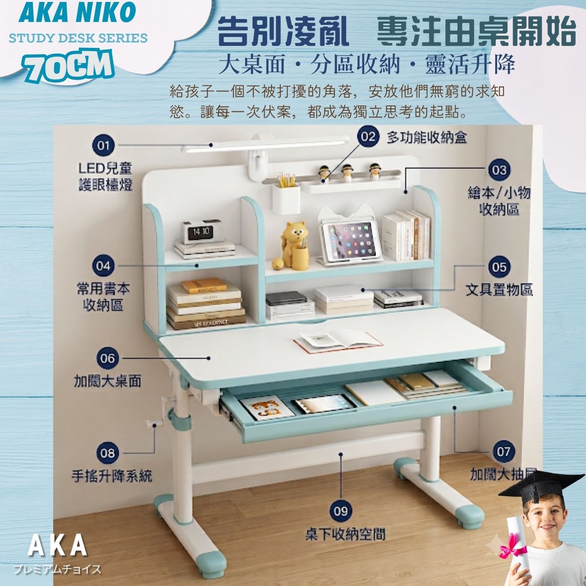 AKA 人體工學兒童書桌椅套裝 SD7995 & SC630｜升降書桌+雙背椅 一年保養 香港現貨