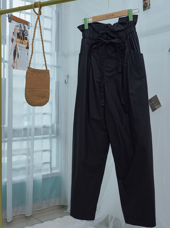 High-Waisted Wide-Leg Pants with Waist Tie ‖ 束腰打褶高腰阔腿裤 KR0481183