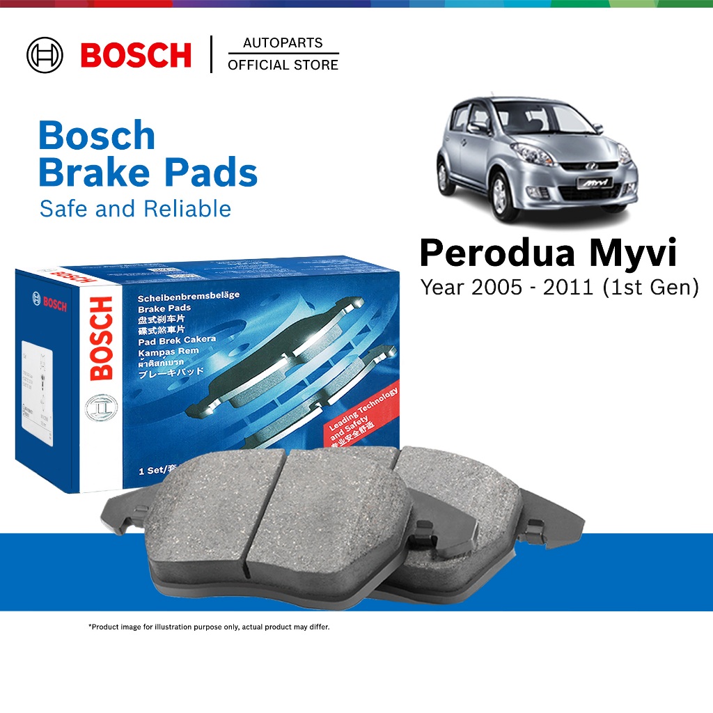 Bosch Front Brake Pads for Perodua Myvi 1st Gen 1.0 1.3 (2005 - 2011) 0986AB1030