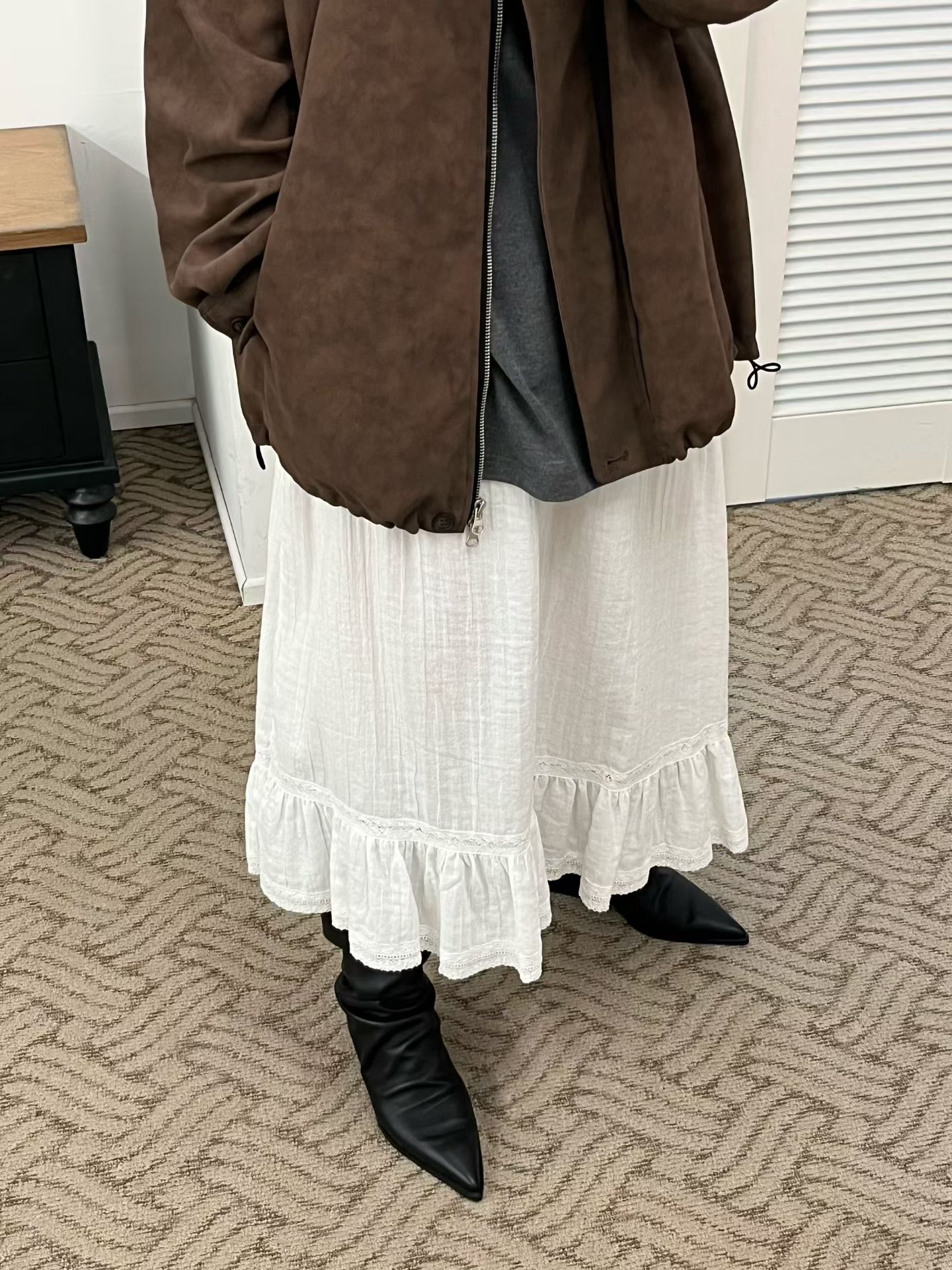 221626 側綁帶ruffle 腳長裙