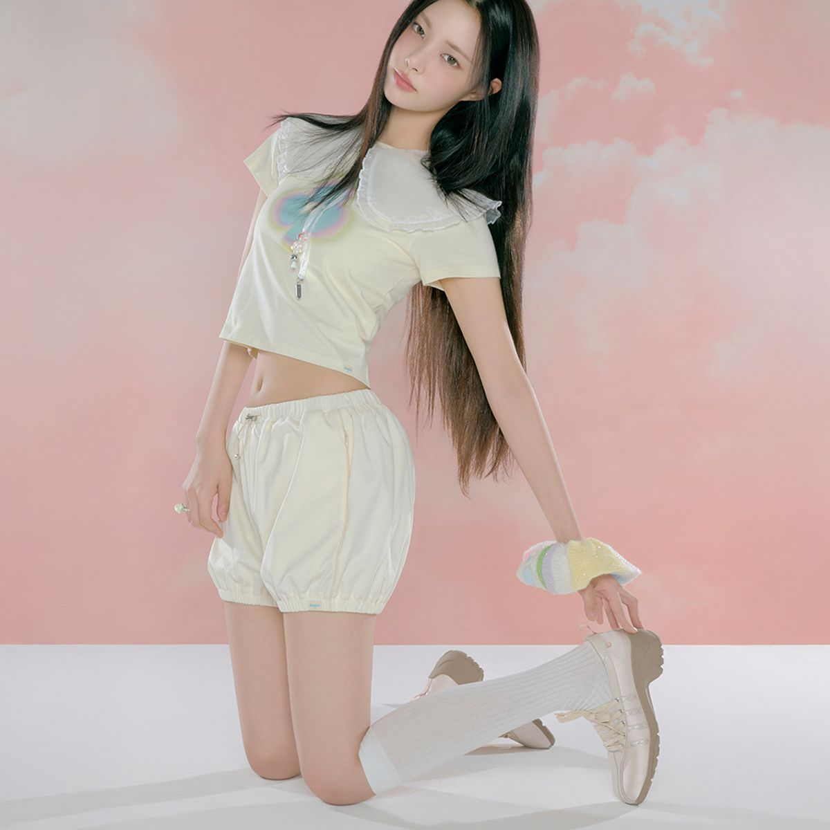 [Rockfish Weatherwear x ILLIT] BLISS HEEL LACEUP SNEAKERS - WHITE (2色)