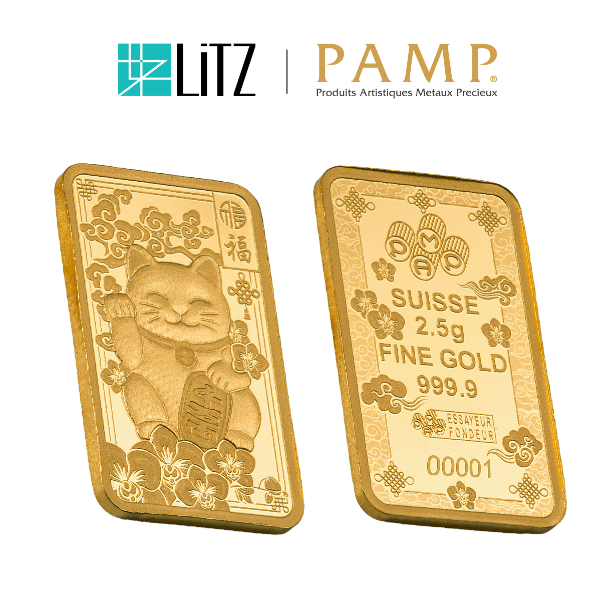 [2.5 gram] LITZ PAMP Suisse Lucky Cat Limited Edition Gold Bar (999.9) PG069