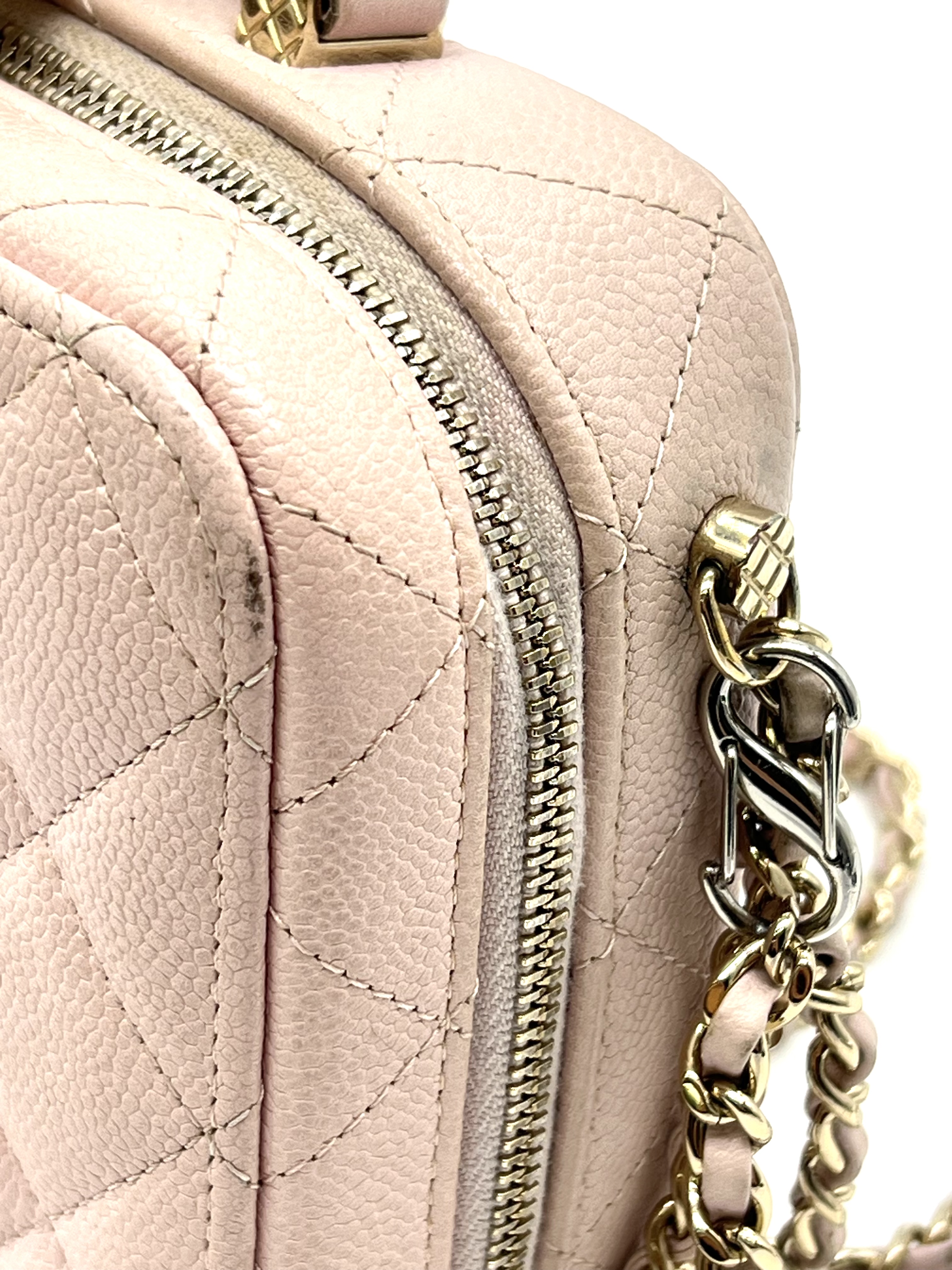 Pre-Owned CHANEL Top Handle Vanity Case Caviar Light Pink Gold Hardware / Product Code: 26041406