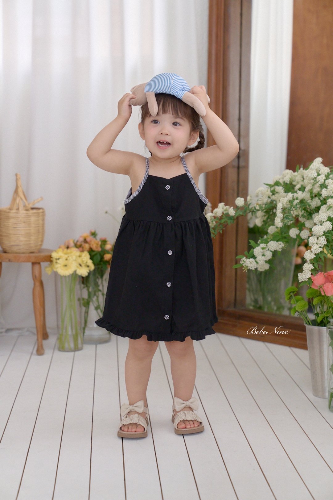 ☀️預訂 韓國直送☀️🇰🇷Bebenine三色荷葉邊下擺純棉吊帶連身裙