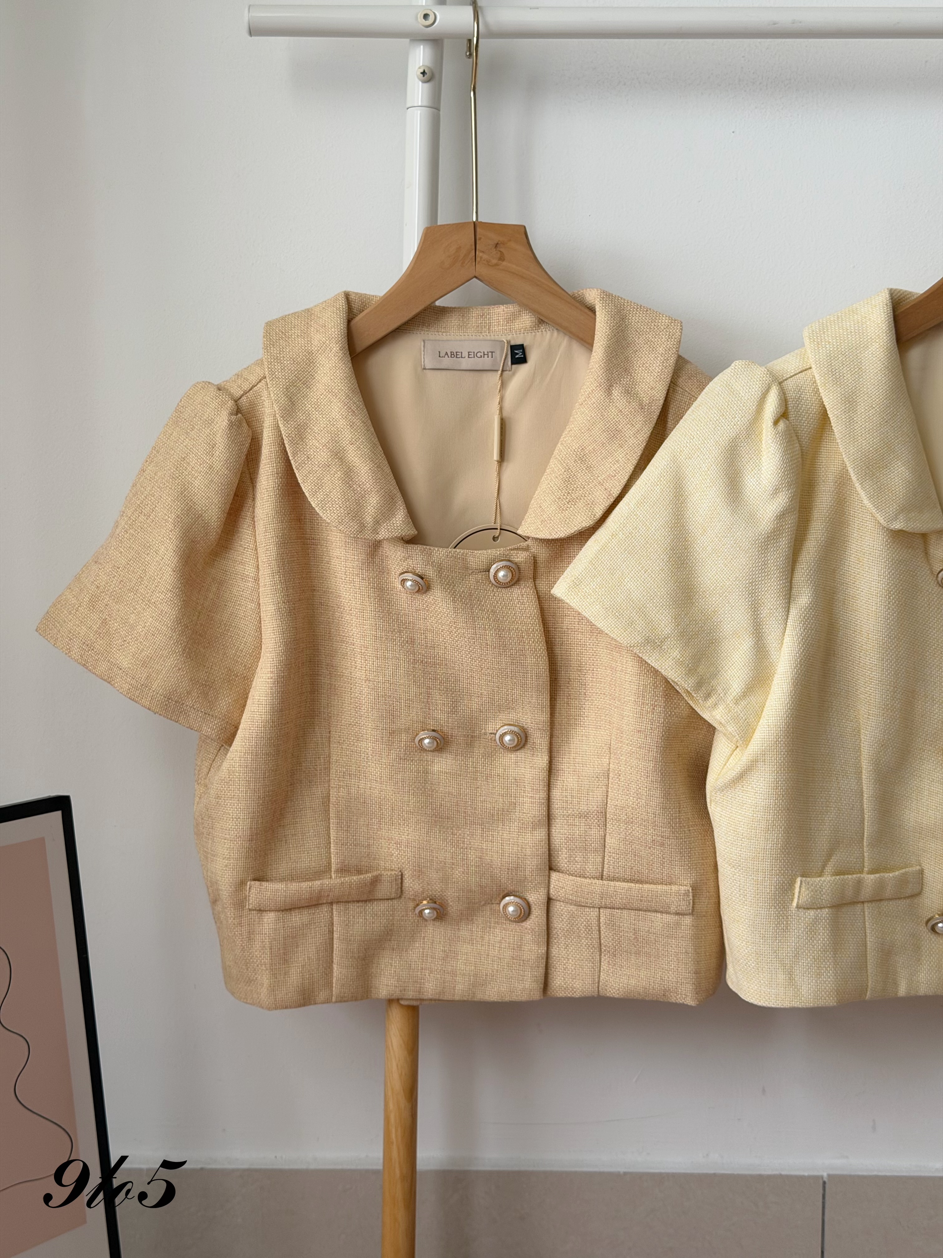 T4529 Puff Sleeve Tweed Blouse - 3 Colors 