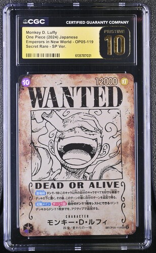 CGC PRISTINE10 Monkey D. LuffyOne Piece (2024) JapaneseEmperors in New World - OP05-119Secret Rare - SP Ver.