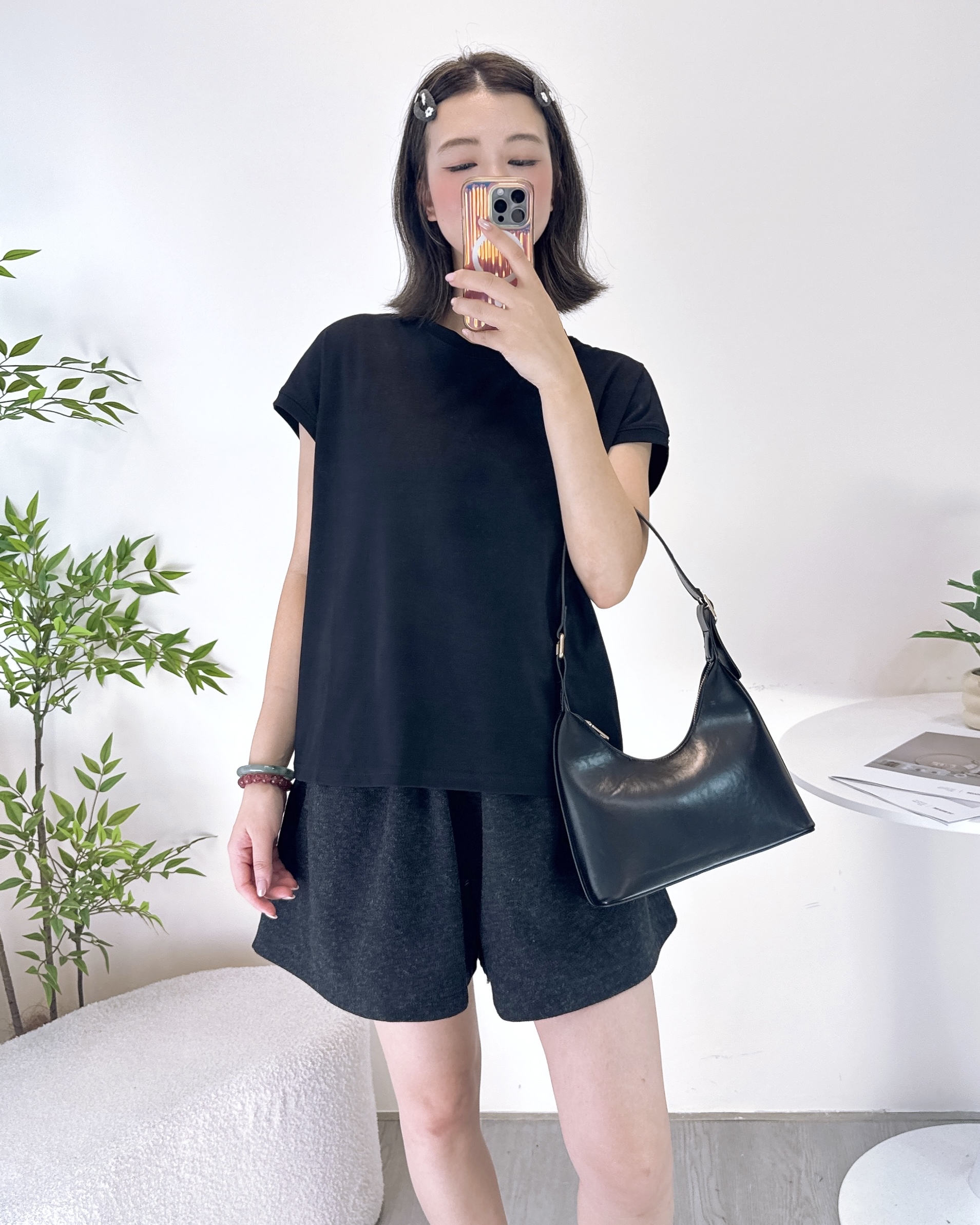 彈性純棉雞翼袖淨色上衣 8色