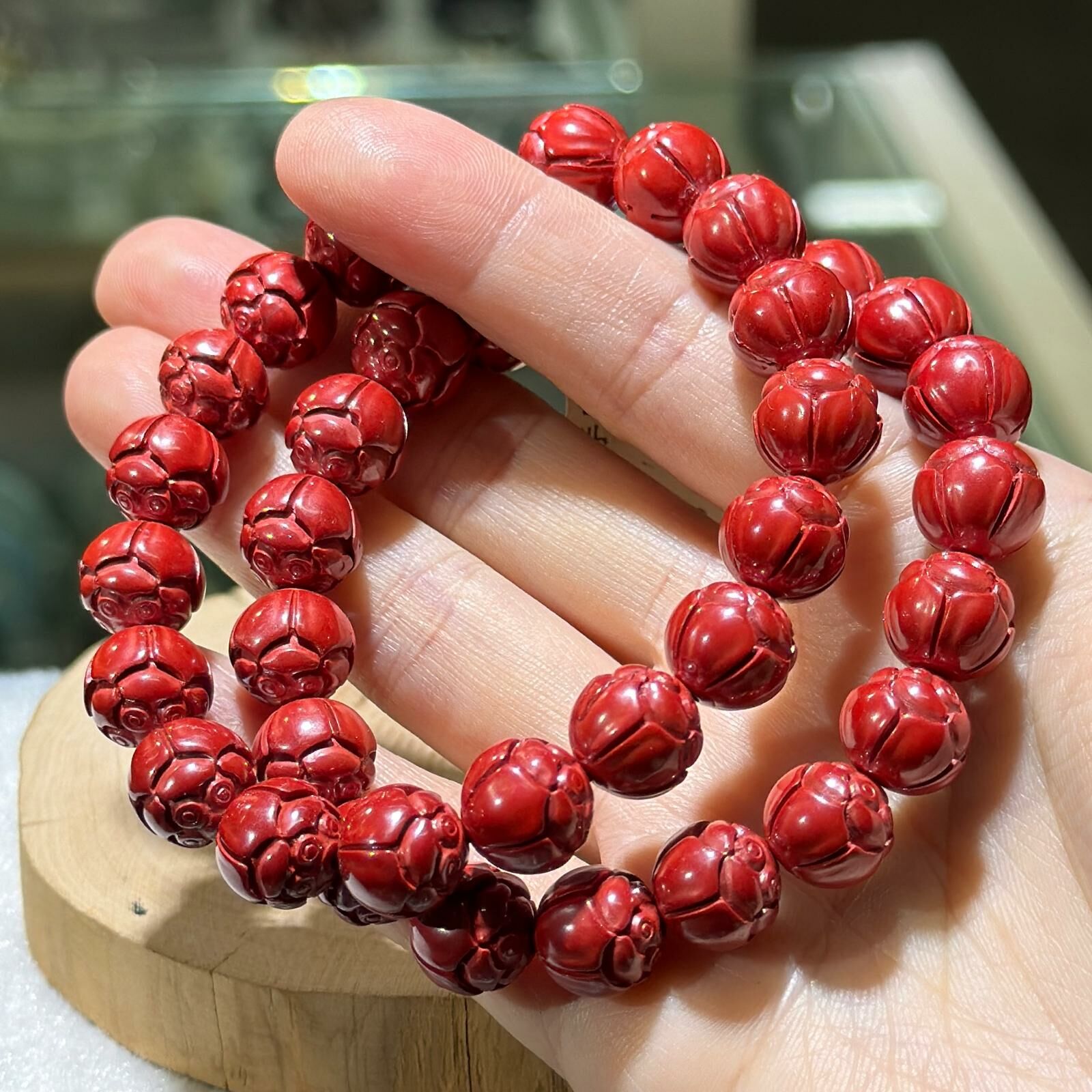 紫金砂雕刻手串 10 mm +/-