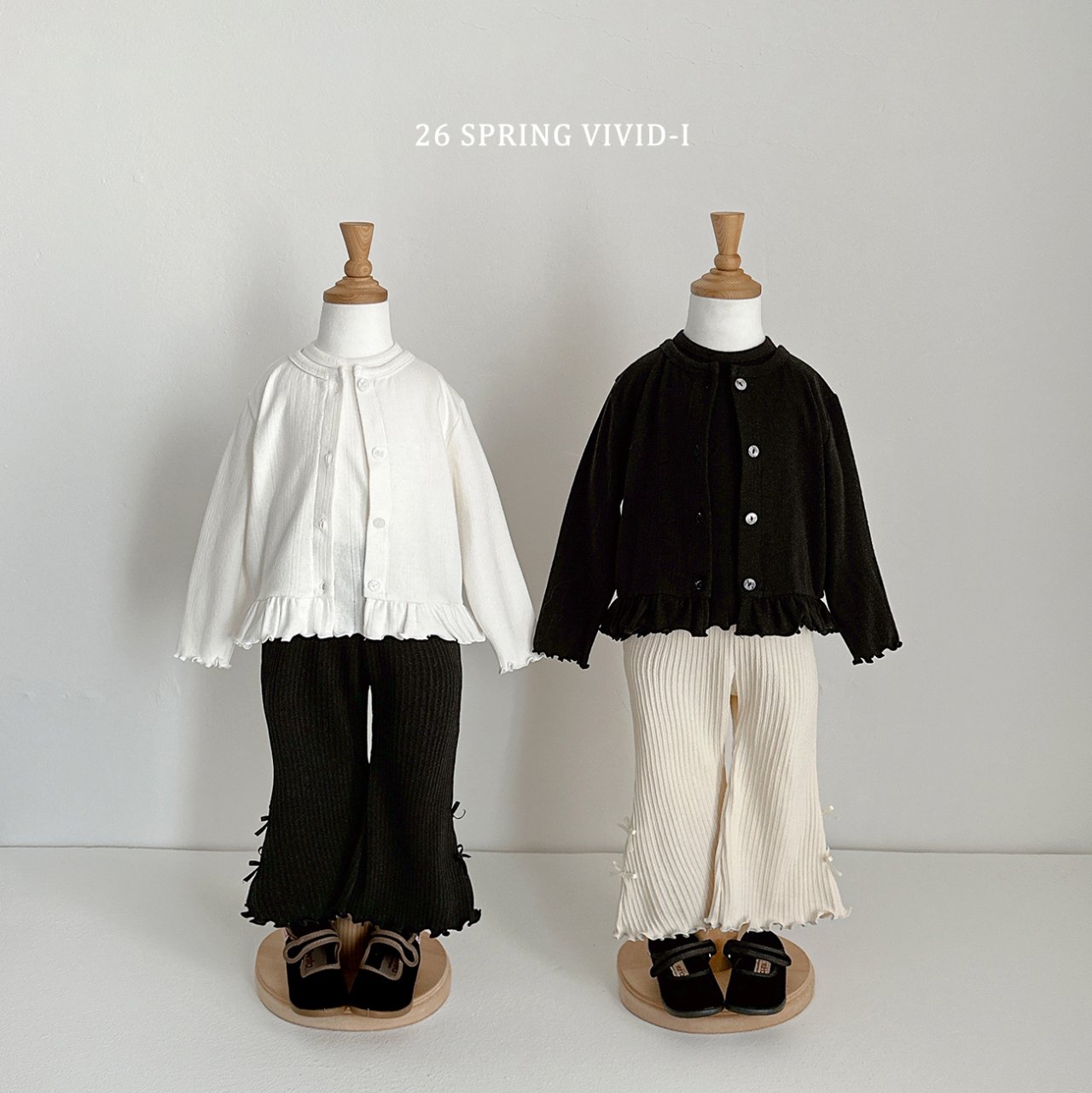 🌸預訂 韓國直送🌸🇰🇷VIVIDI三色絲帶羅紋花邊喇叭褲