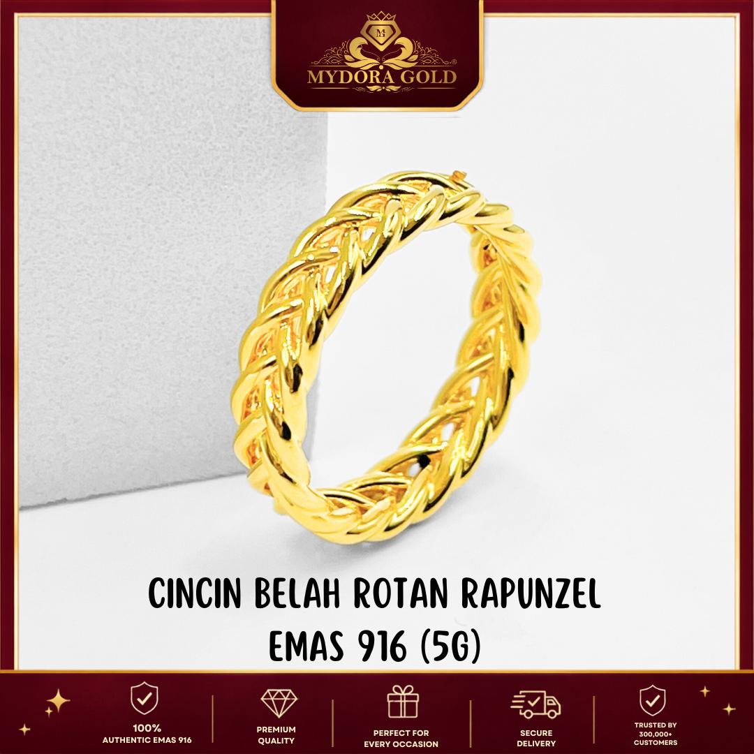 MYDORA Cincin Belah Rotan Rapunzel (5G) l EMAS 916/22K