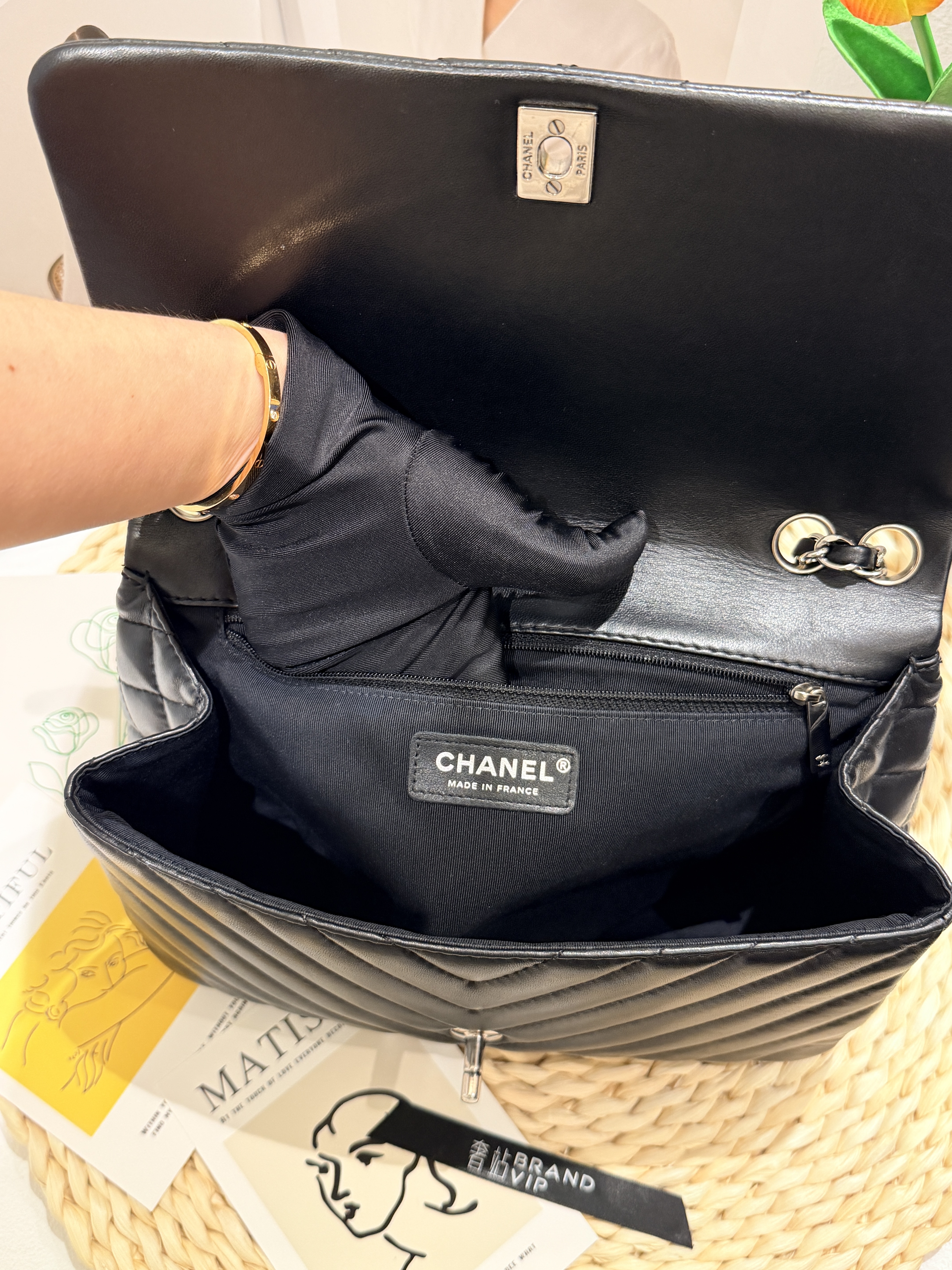 Chanel Surpique Chevron Flap Bag