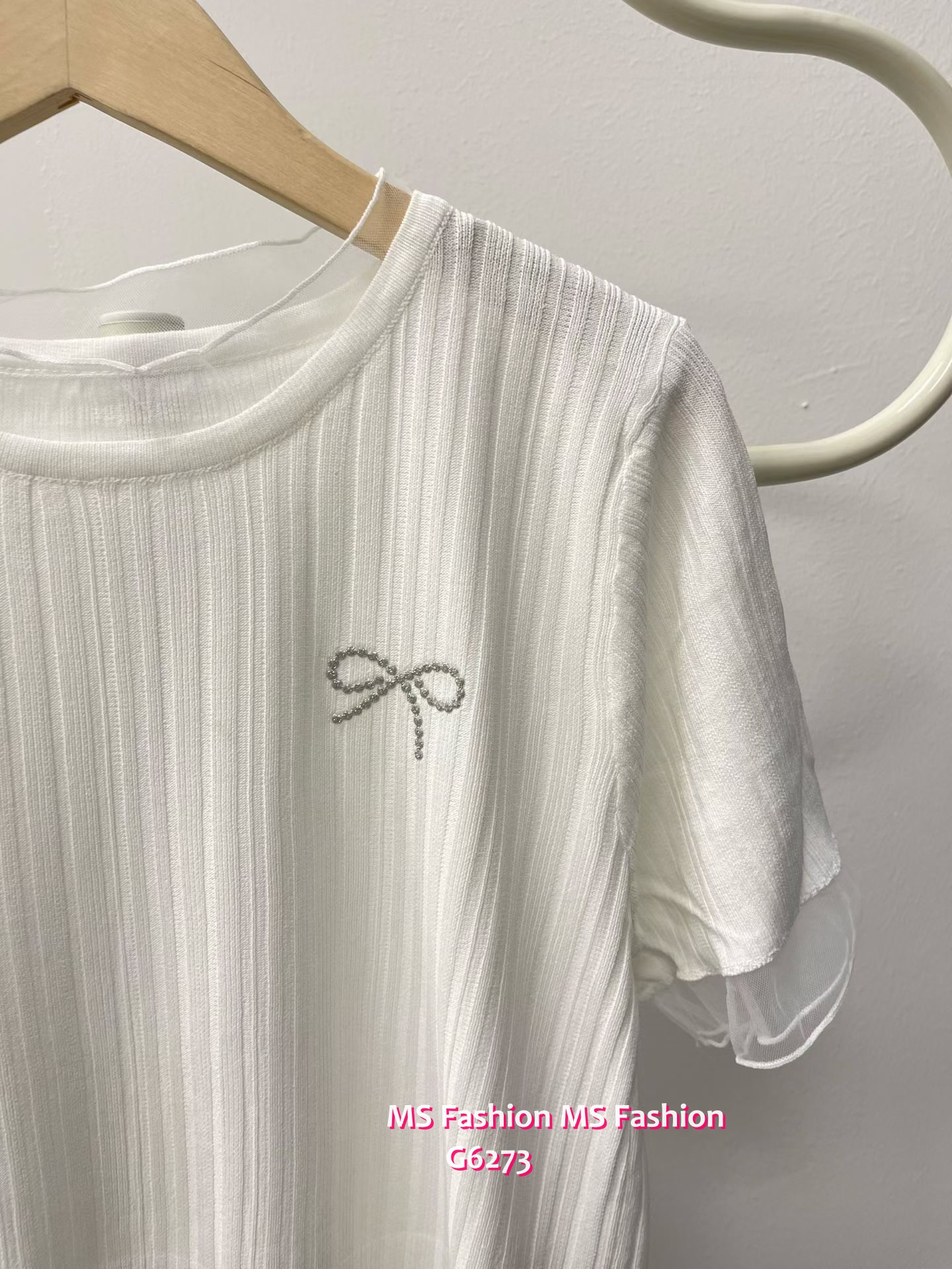 G6273 韓國🇰🇷暗直紋小蝴蝶top