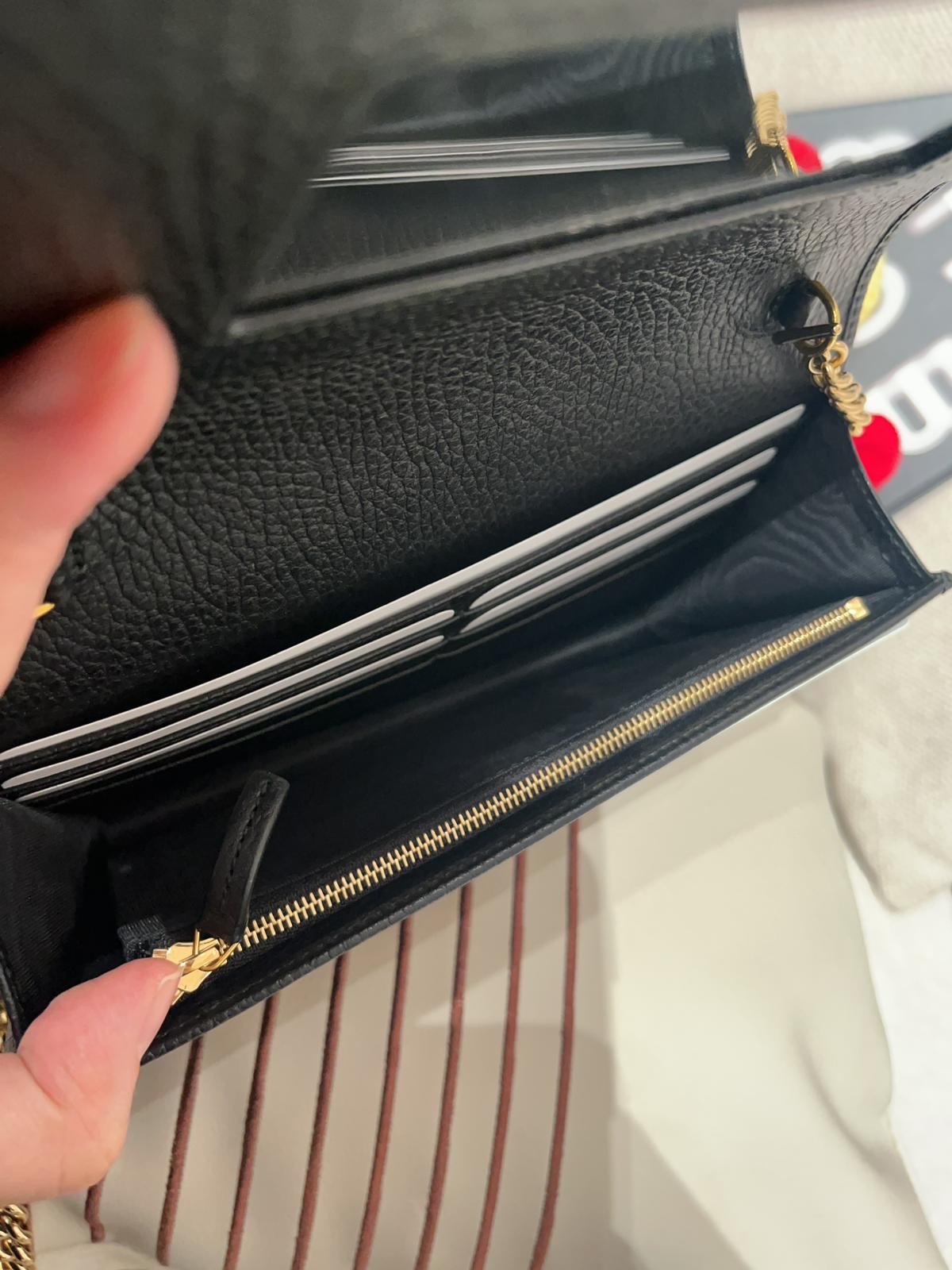 Gucci wallet on chain calfskin 黑色牛皮金鏈 100%Authentic,98%new ✅收據✅dust bag ✅BOX