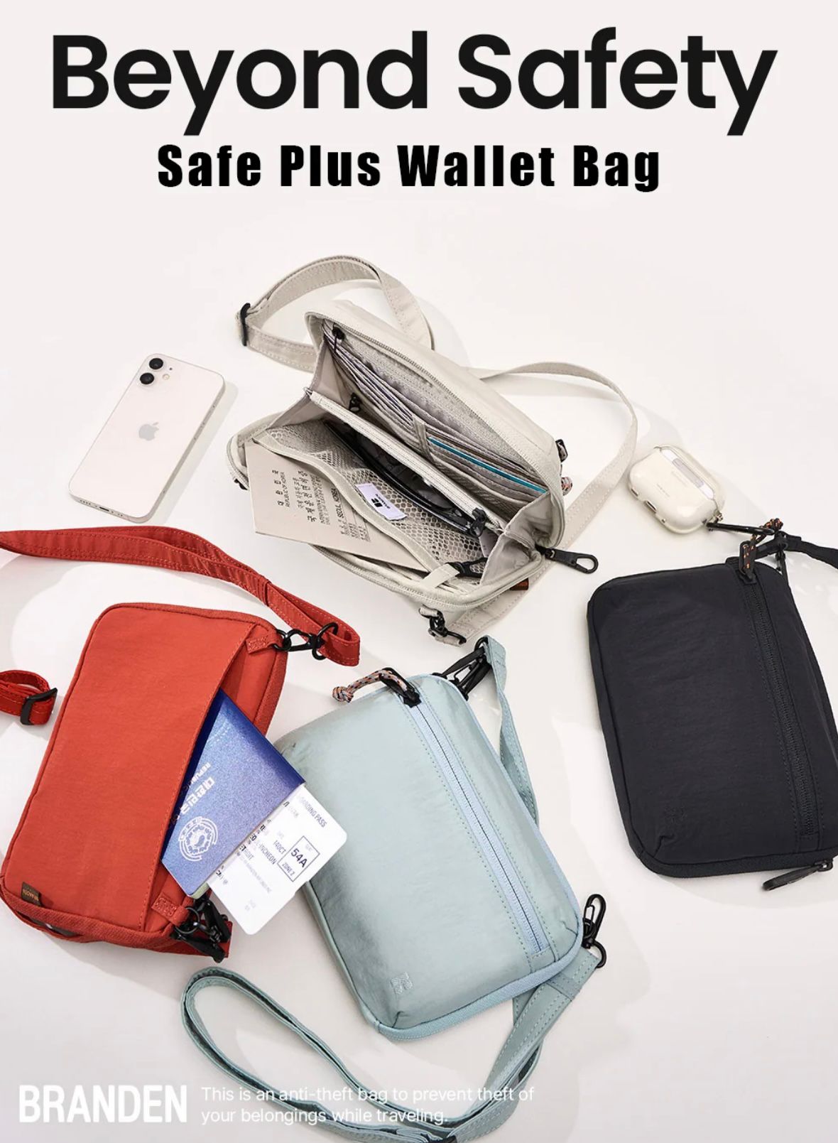 韓國Branden🇰🇷旅行必備｜防盗斜孭Safe Plus Wallet Bag 護照袋 最新款 