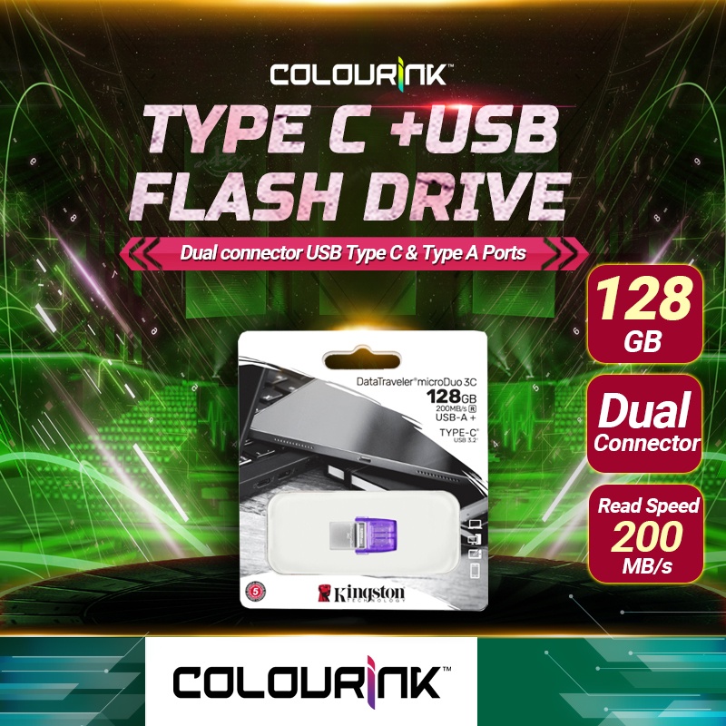 Kingston OTG DataTraveler microDuo 3C (DTDUO3CG3) with USB-A and Type-C Connection, Plug and Play (64GB / 128GB)