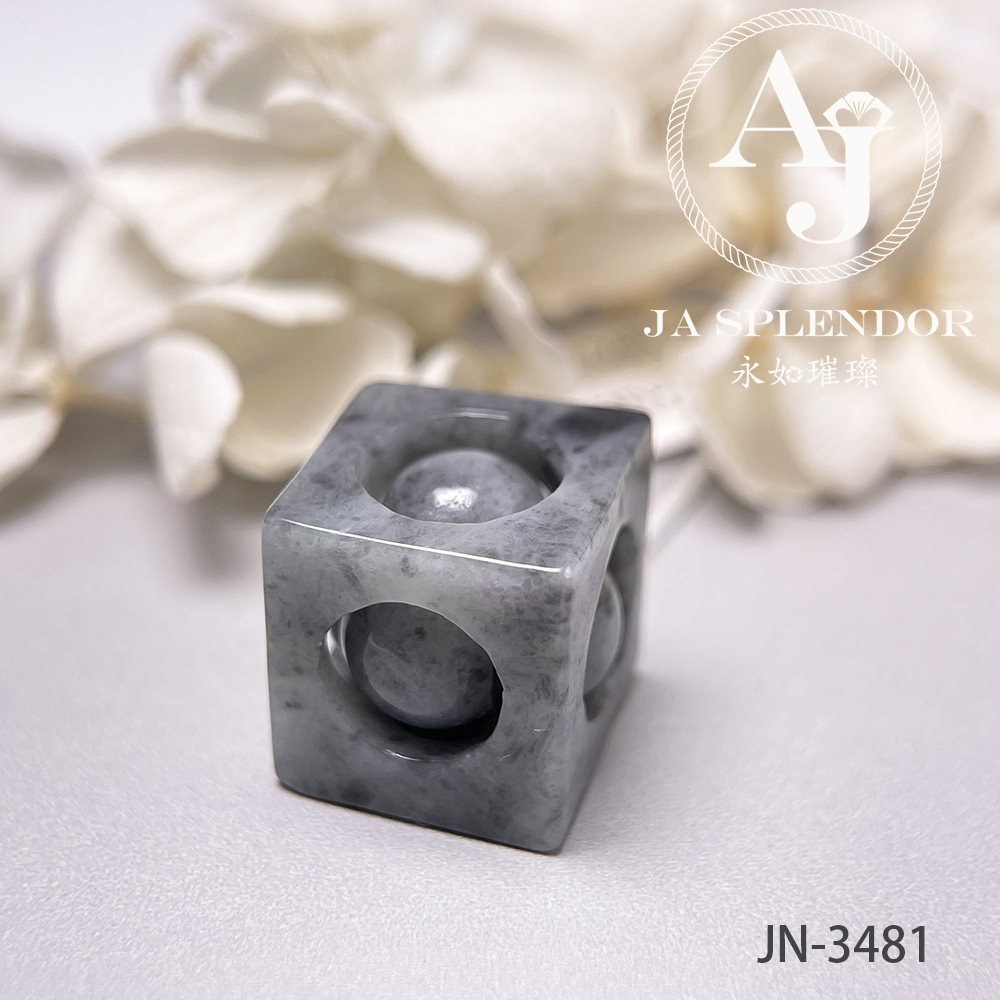 JN-3475/81/82/84 天然翡翠A玉 烏鷄招財進寶骰子吊墜