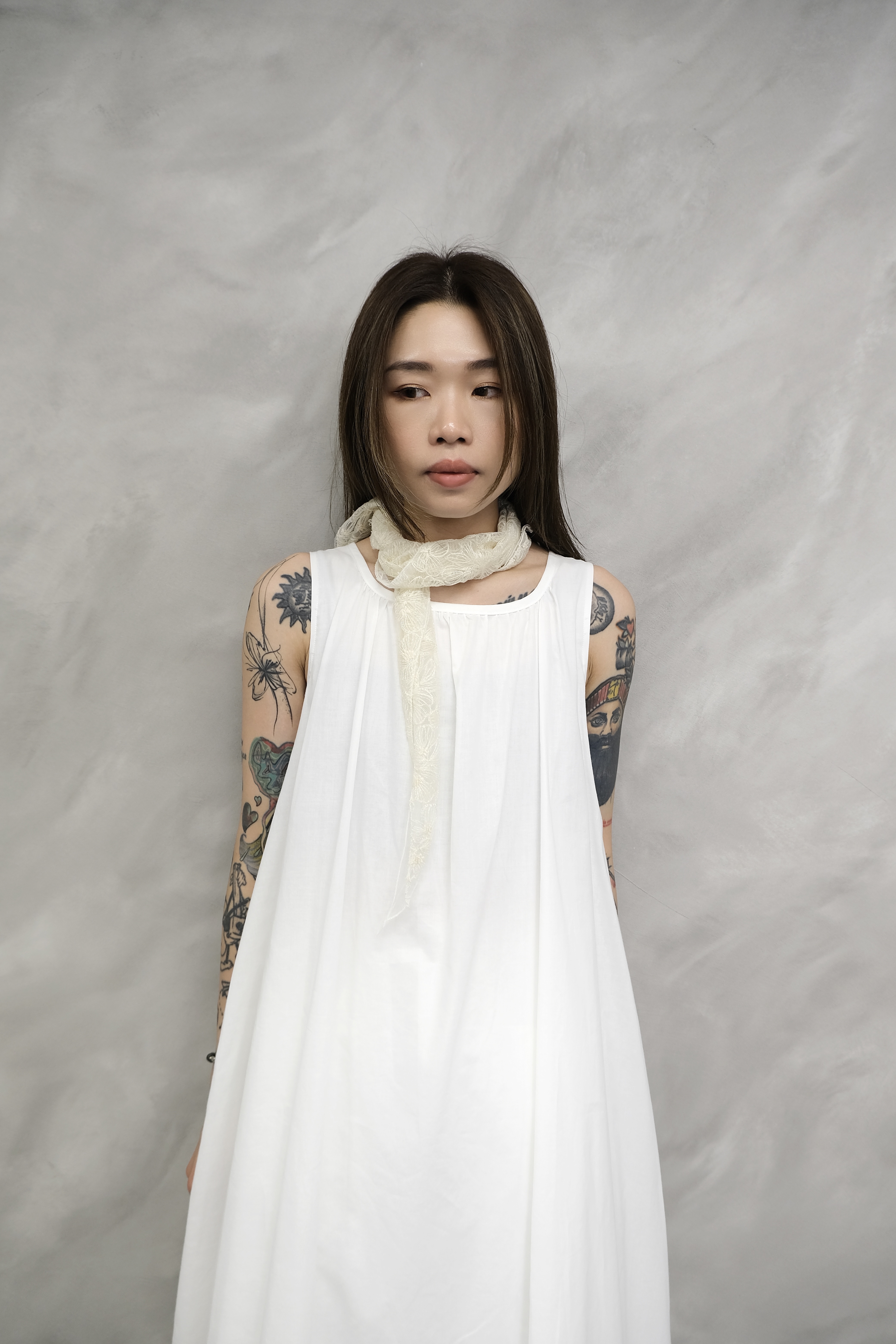 Cotton shirring sleeveless dress #op16