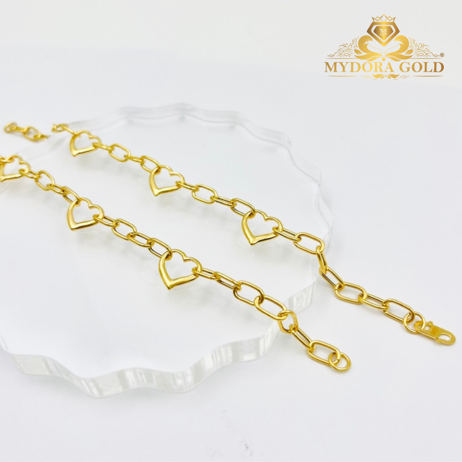MYDORA Rantai Tangan Mini Paper Clip Mad love | Emas 916/22k