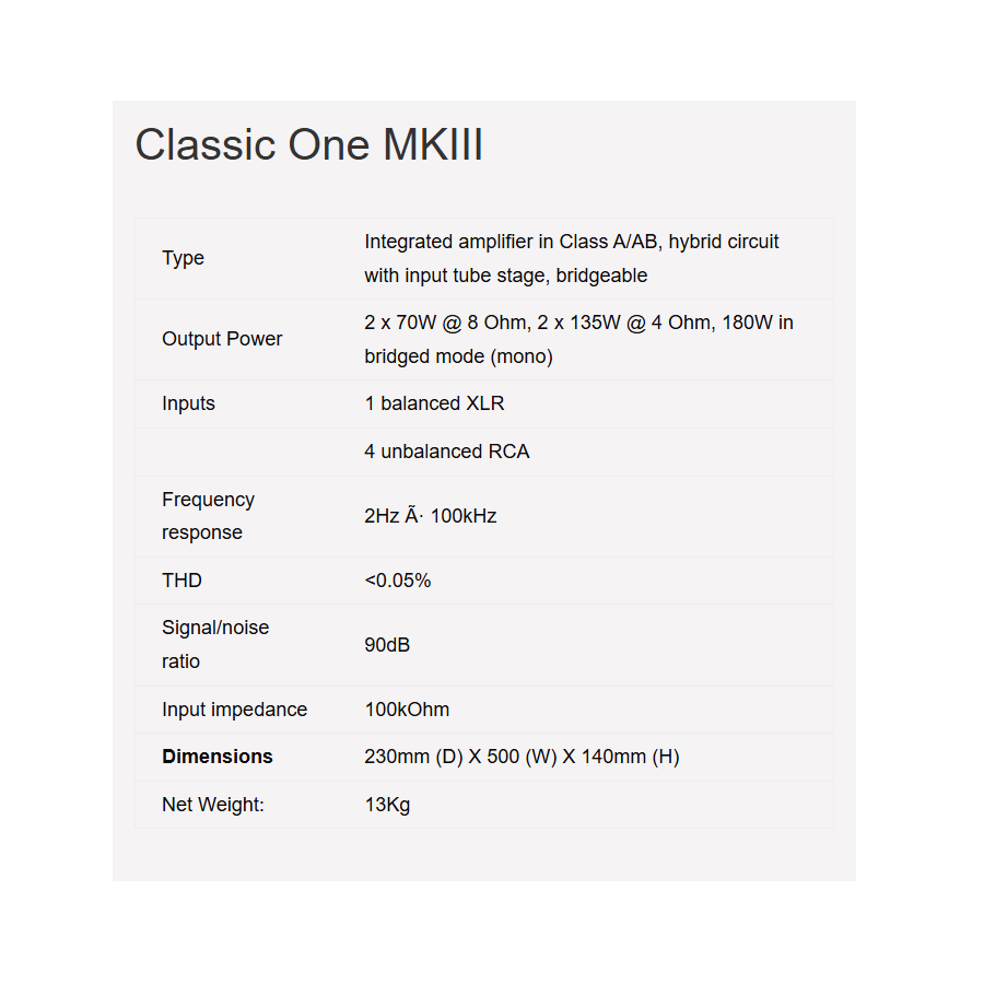 Pathos Classic One MK3 Hybrid Integrated Amplifier