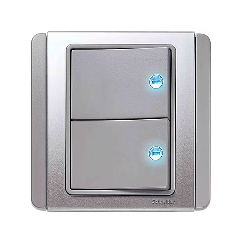 施耐德 NEO 銀灰 2位單控 帶指示燈 開關掣
