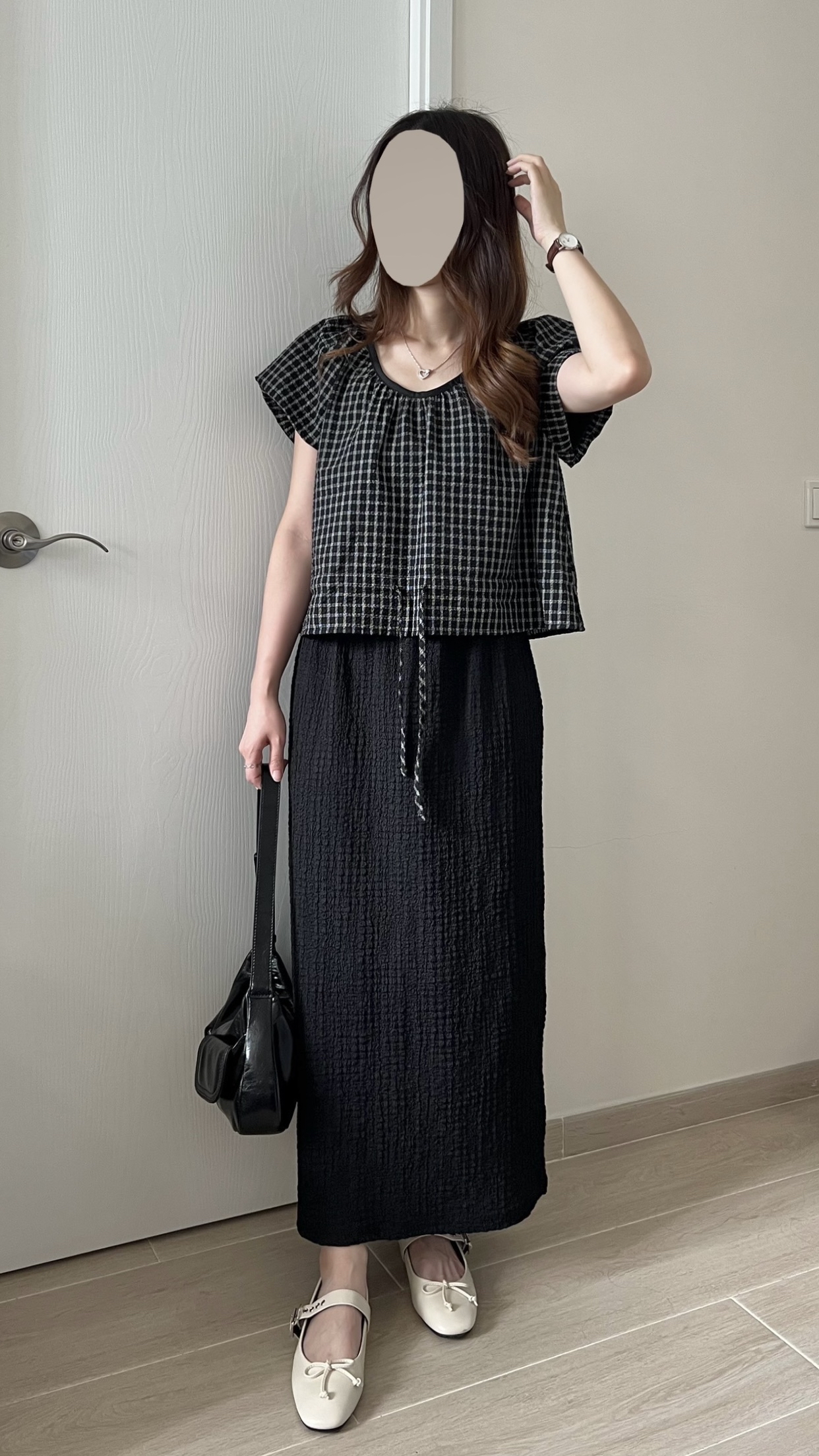 推薦 免熨寬鬆格紋blouse 