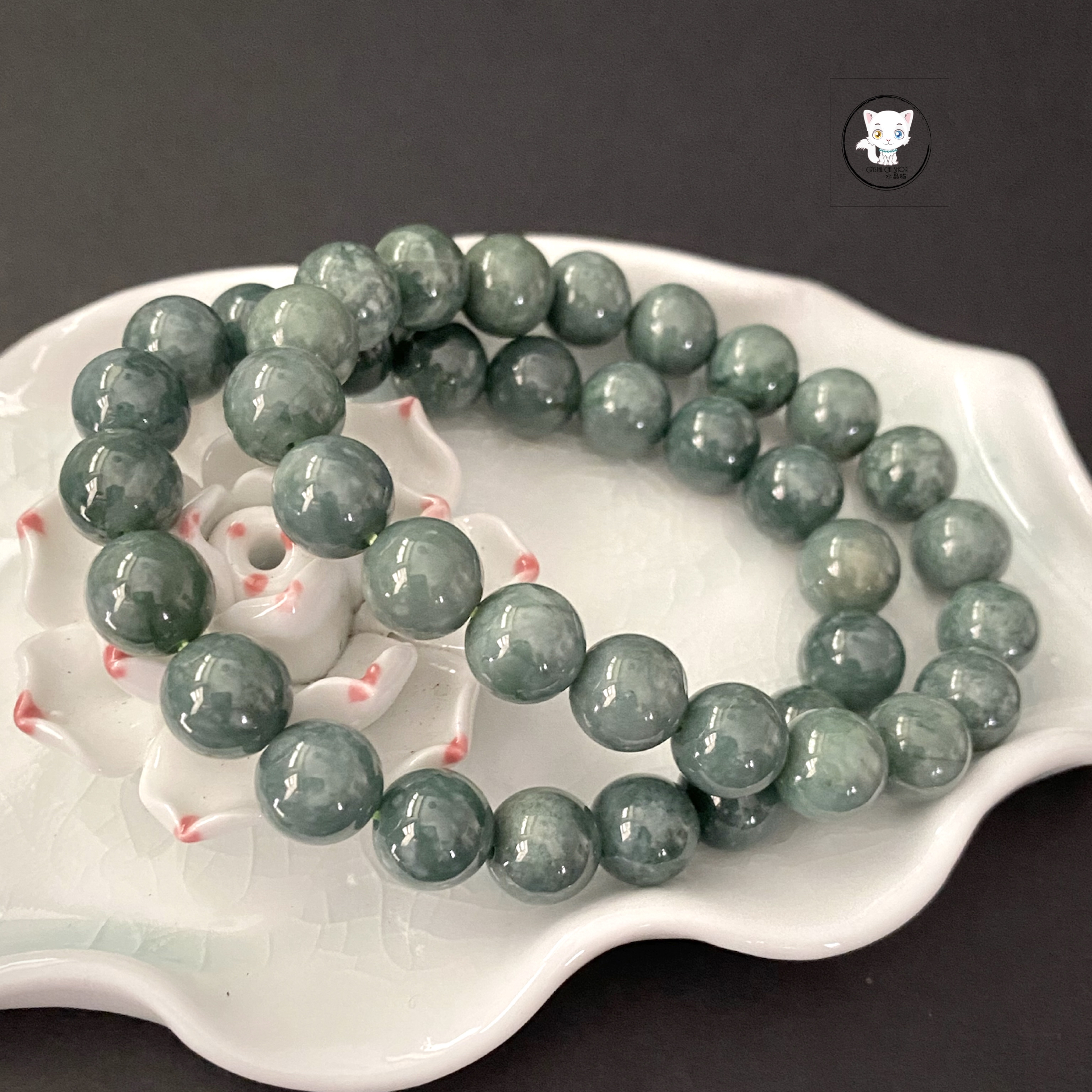 危地馬拉藍水翡翠手鏈 10mm