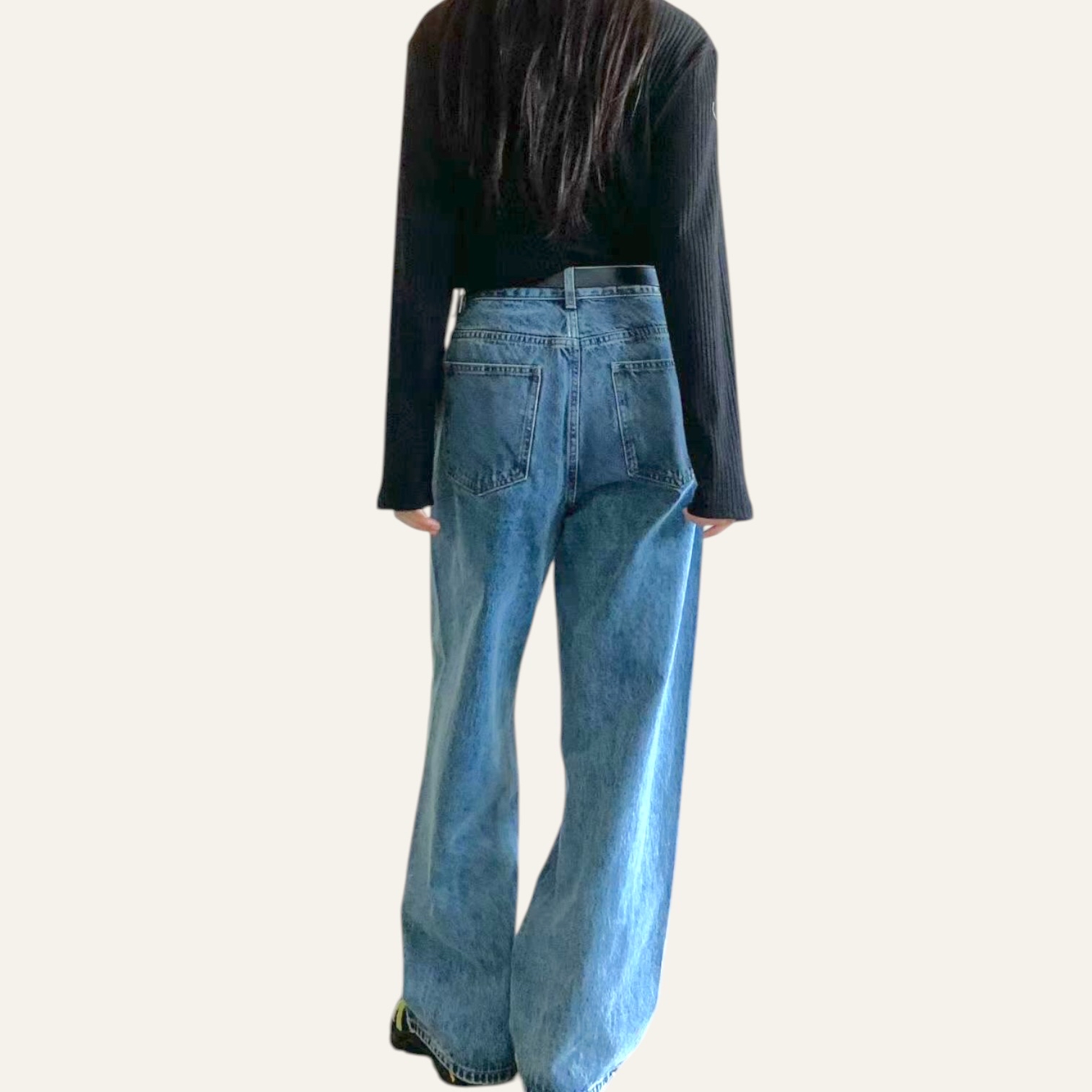 221046 洗水直腳牛仔褲