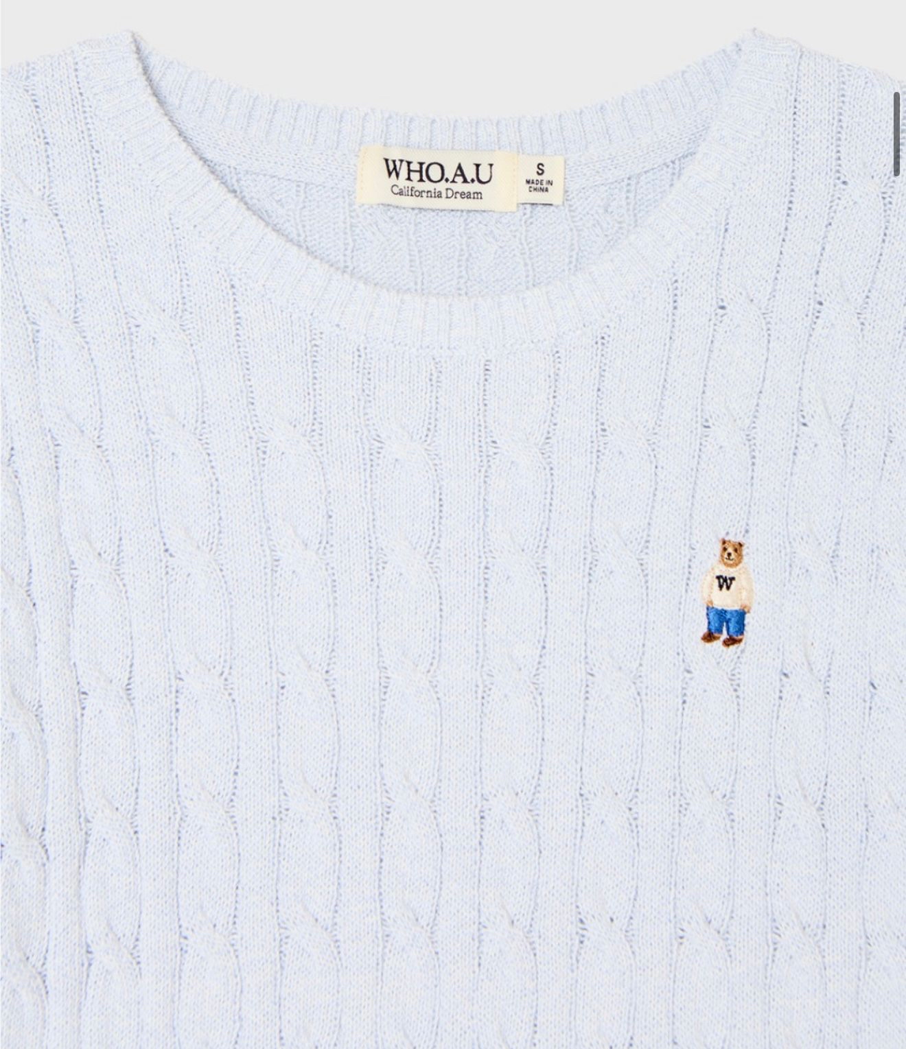 *🇰🇷韓國直送最新款Who.A.U 刺繡小熊圓領針織衫 Steve Melange Short Sleeve Sweater 折扣優惠🈹*