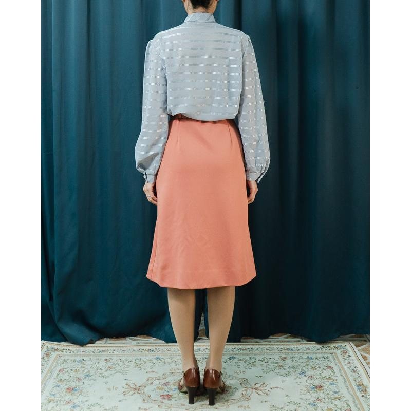 C.a. 1980s Koret of California Peach Pink Skirt with Original Belt - Waist up to 29"(MT1507)
