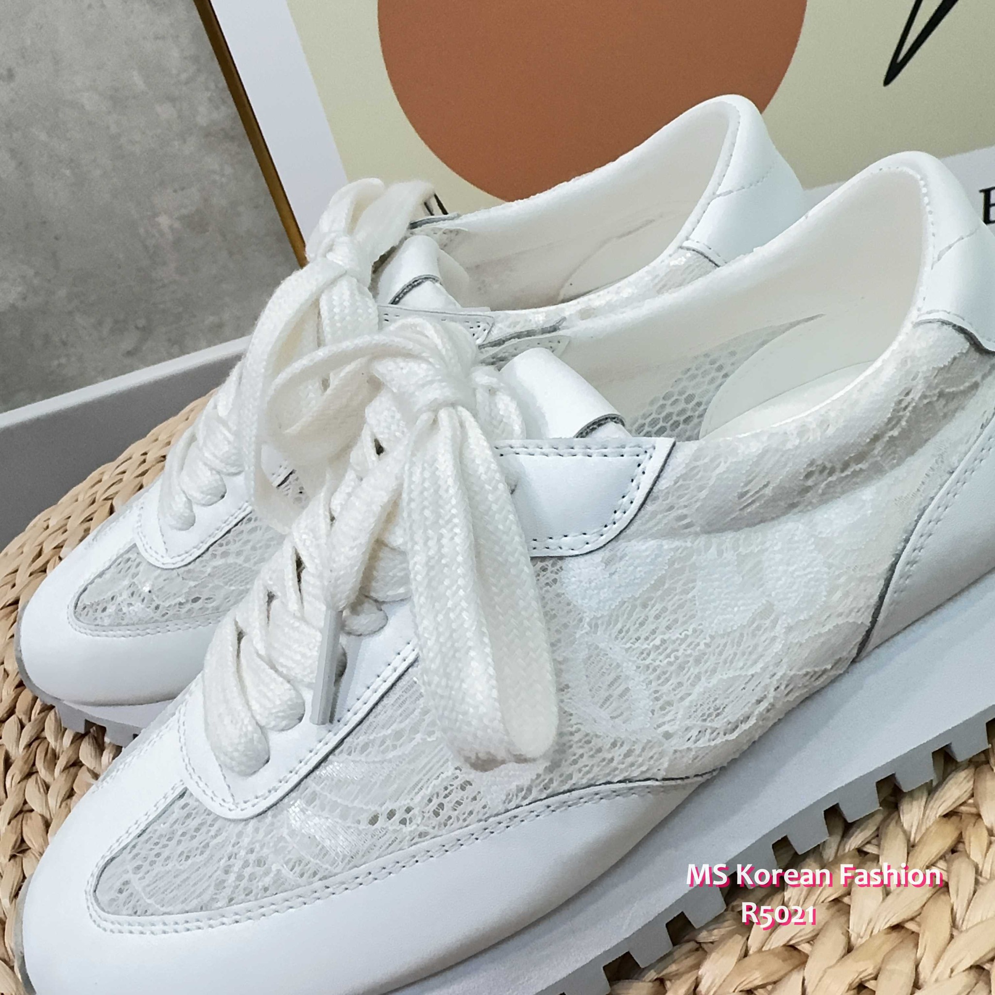 R5021 韓國🇰🇷真皮拼lace波鞋