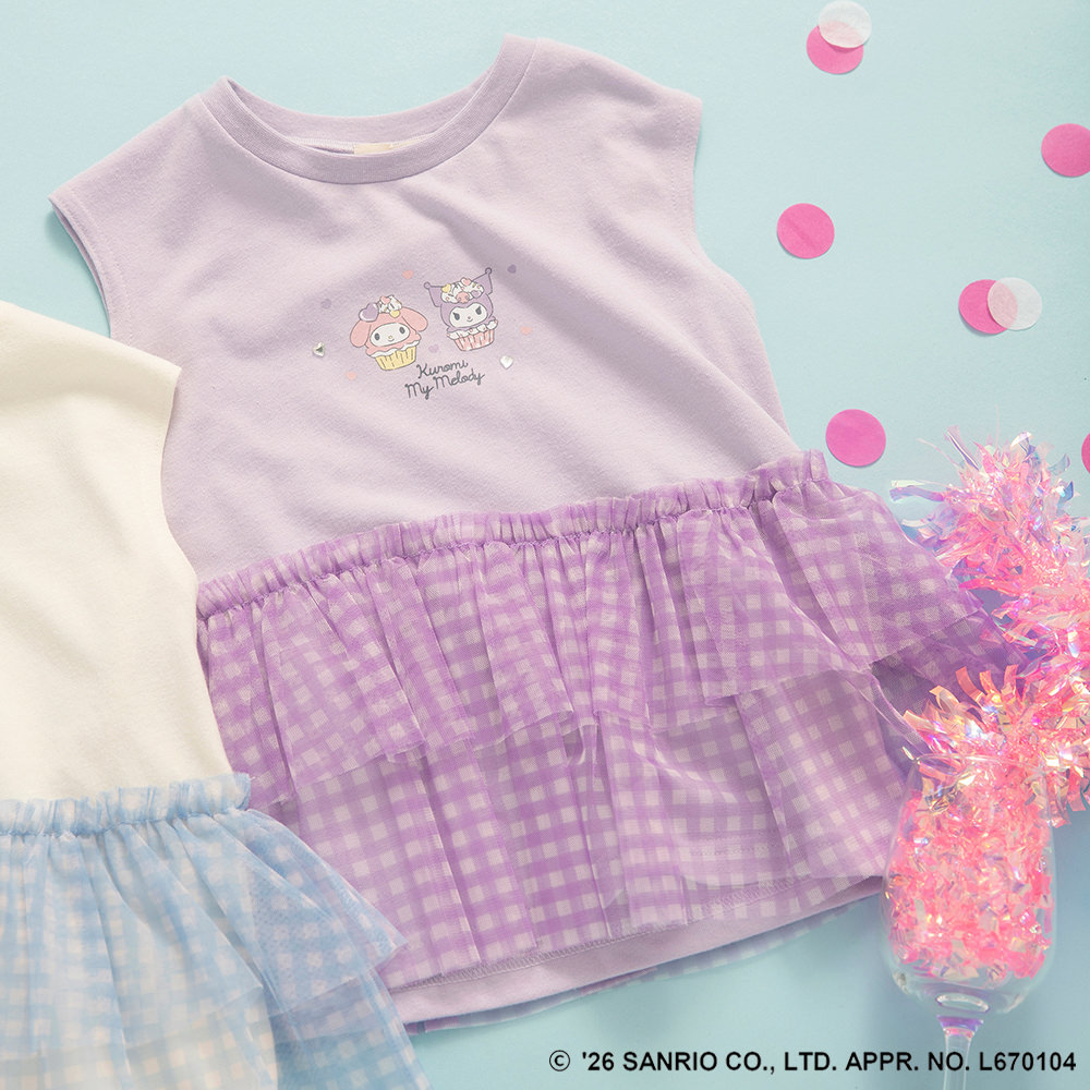 🆕【⭐訂購⭐】 🇯🇵日本直送 #Sanrio 水鑽圖案 薄紗層疊下擺上衣［2款選］ [ELGA-0072][260814]