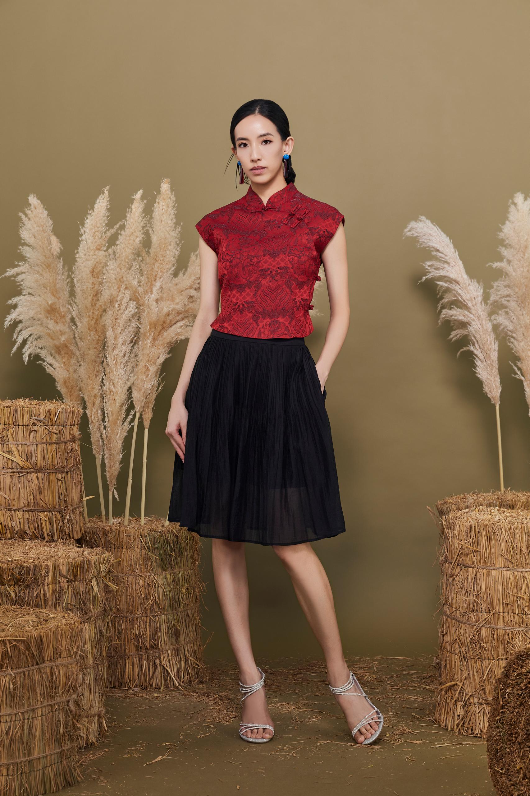 CS1442 MID RISE PLEETS MESH SKIRT