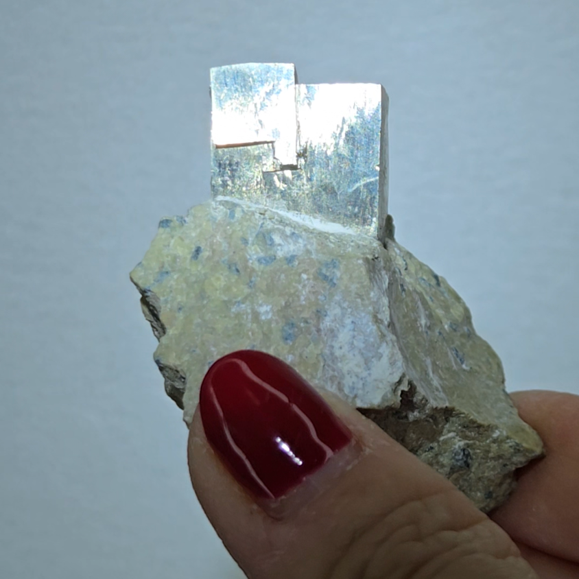 Pyrite double cubes on matrix from Spain - PY13