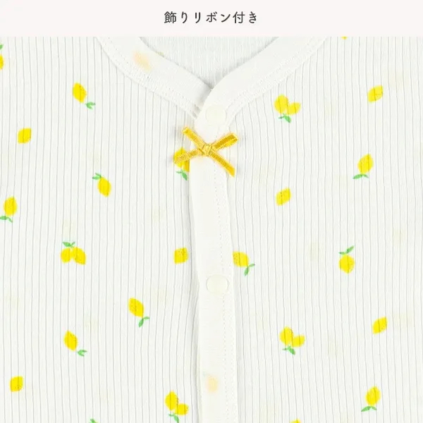 🇯🇵預訂 日本直送🇯🇵水果滿印絲帶前開式純棉短袖包屁衣三件套